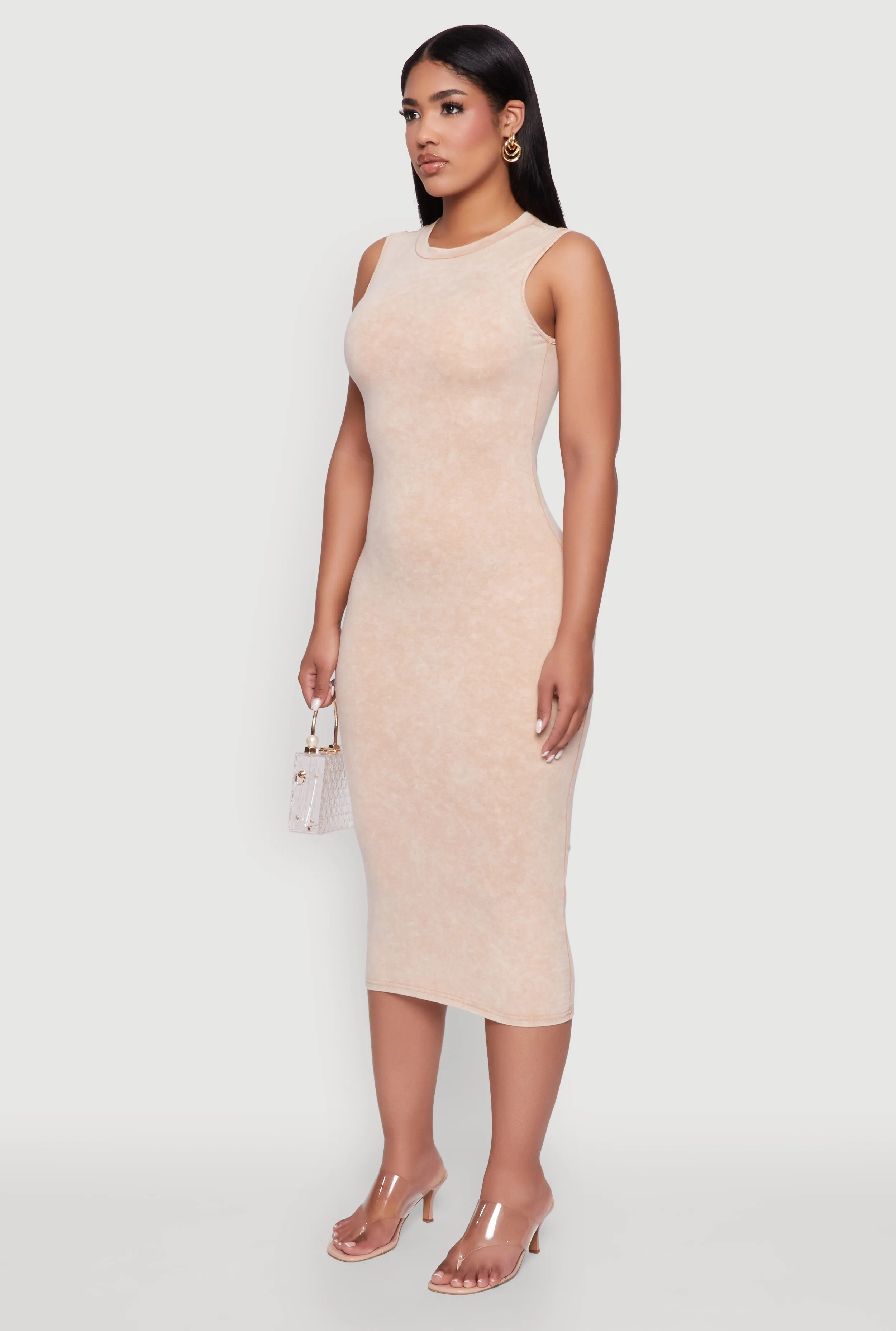 Daisy Mineral Wash Sleeveless Curve Hugging Tank Dress sold by Rainbow product image thumbnail 3