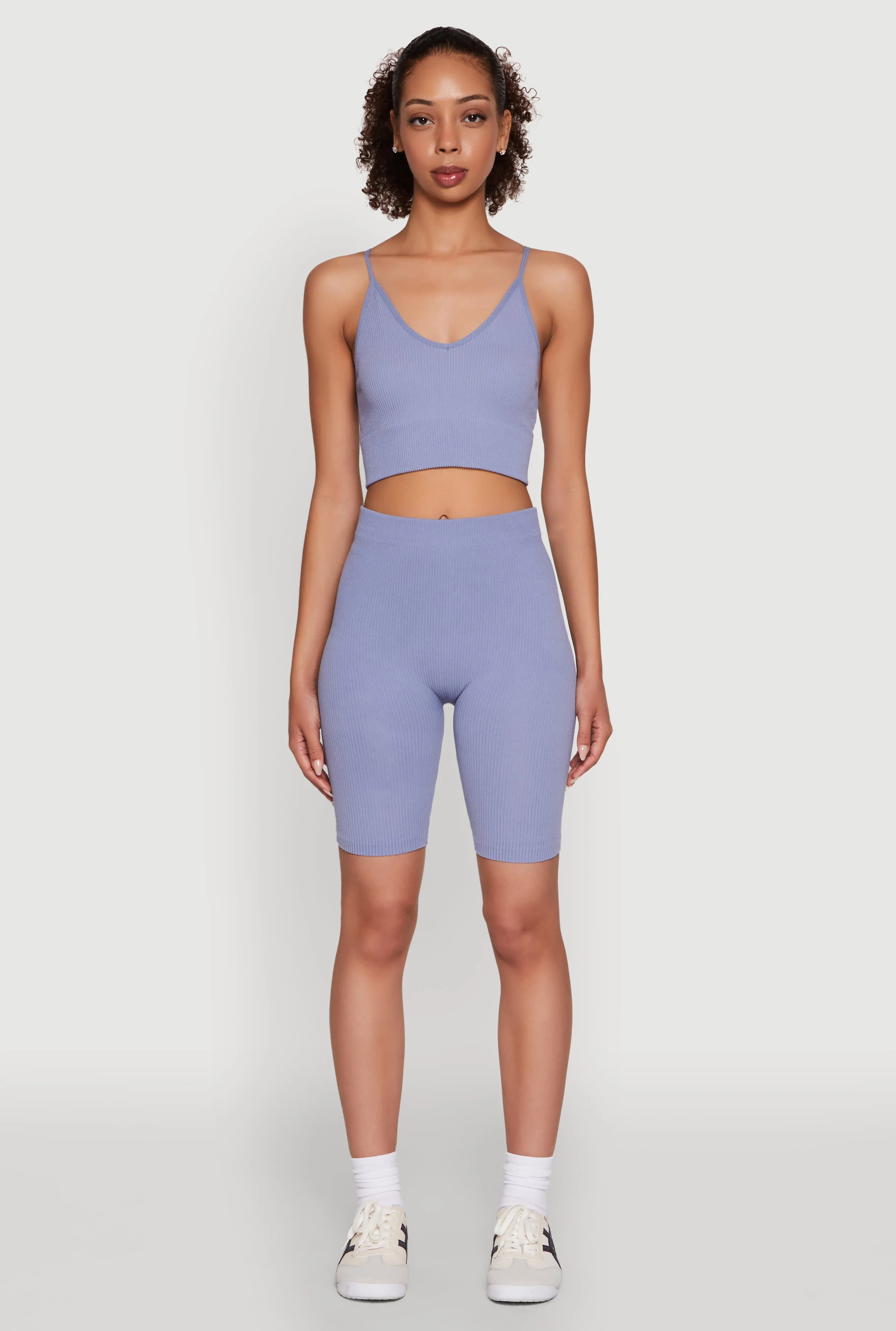 Seamless High Waisted Ribbed Knit Bike Shorts sold by Rainbow product image thumbnail 2