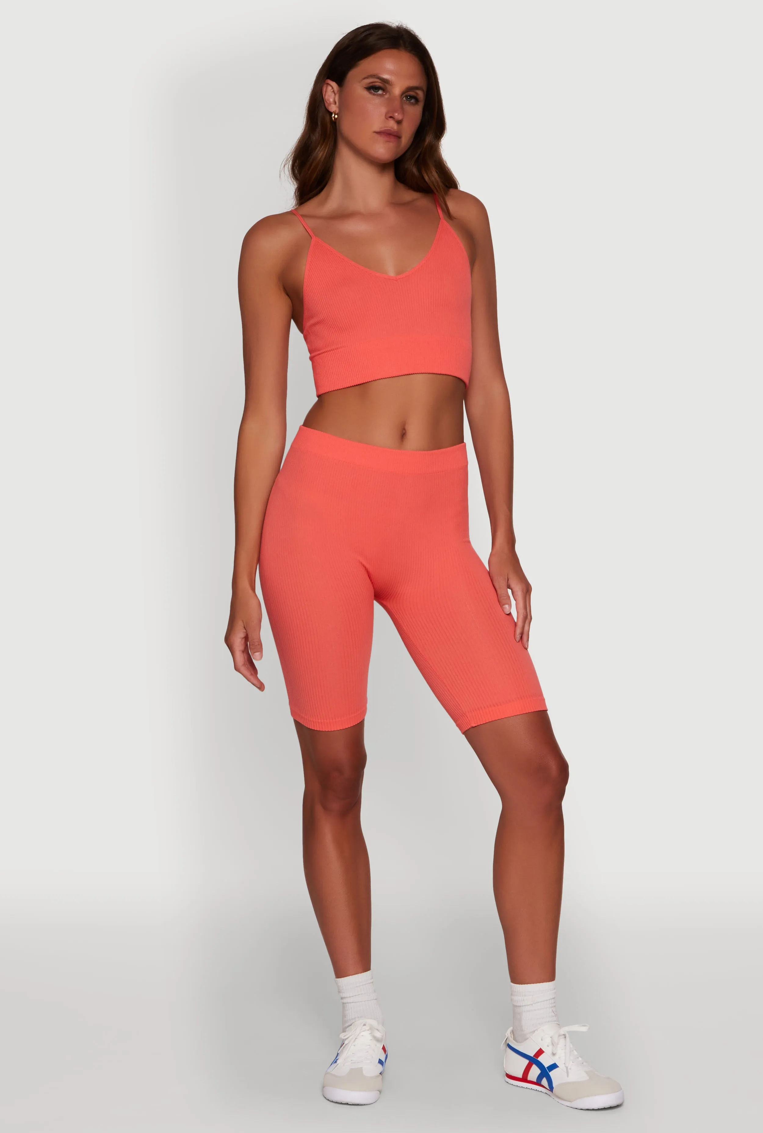 Stylish Ribbed Knit V Neck Sports Bra with Adjustable Straps sold by Rainbow product image thumbnail 2