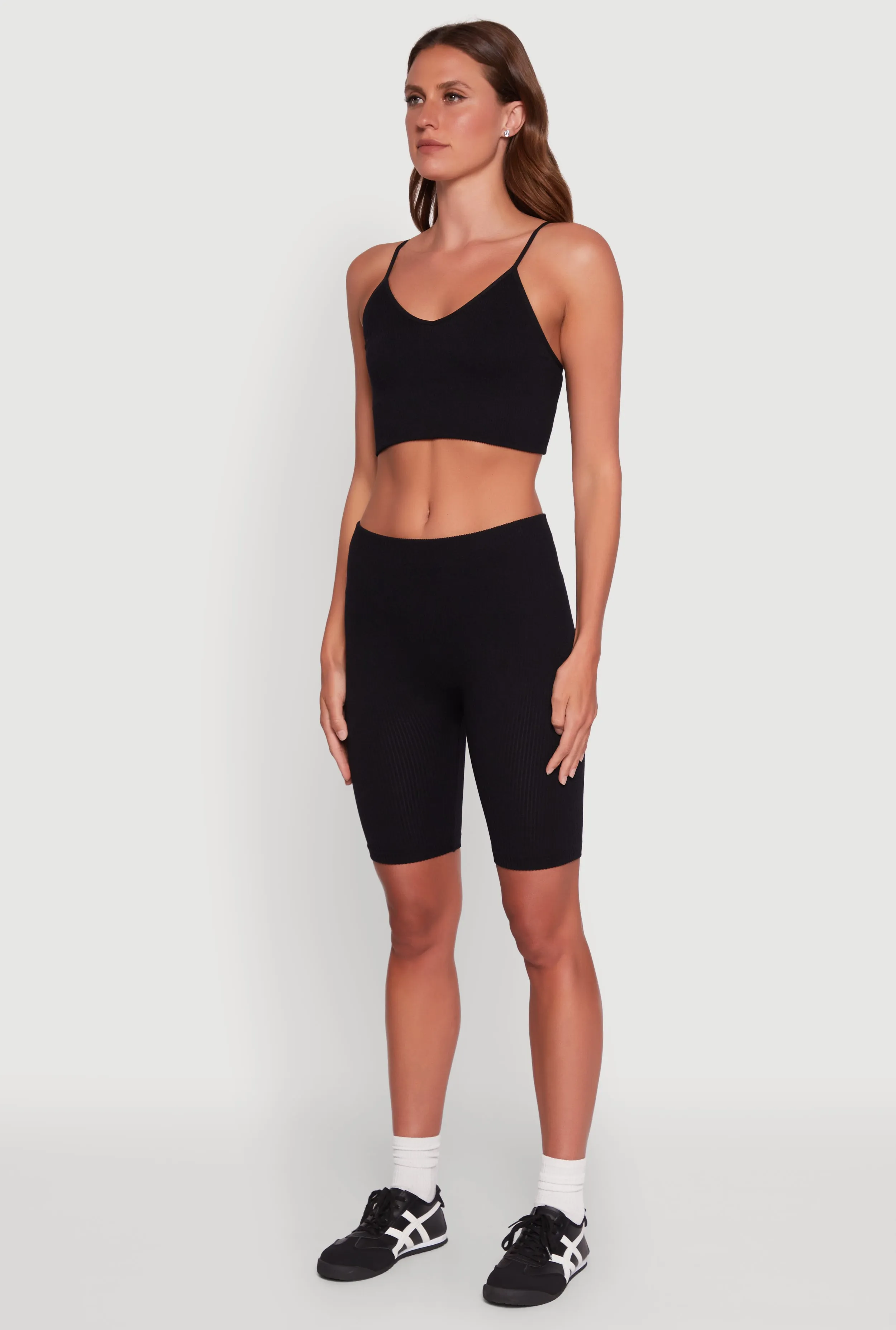 Stylish Ribbed Knit V Neck Sports Bra with Adjustable Straps sold by Rainbow product image thumbnail 5