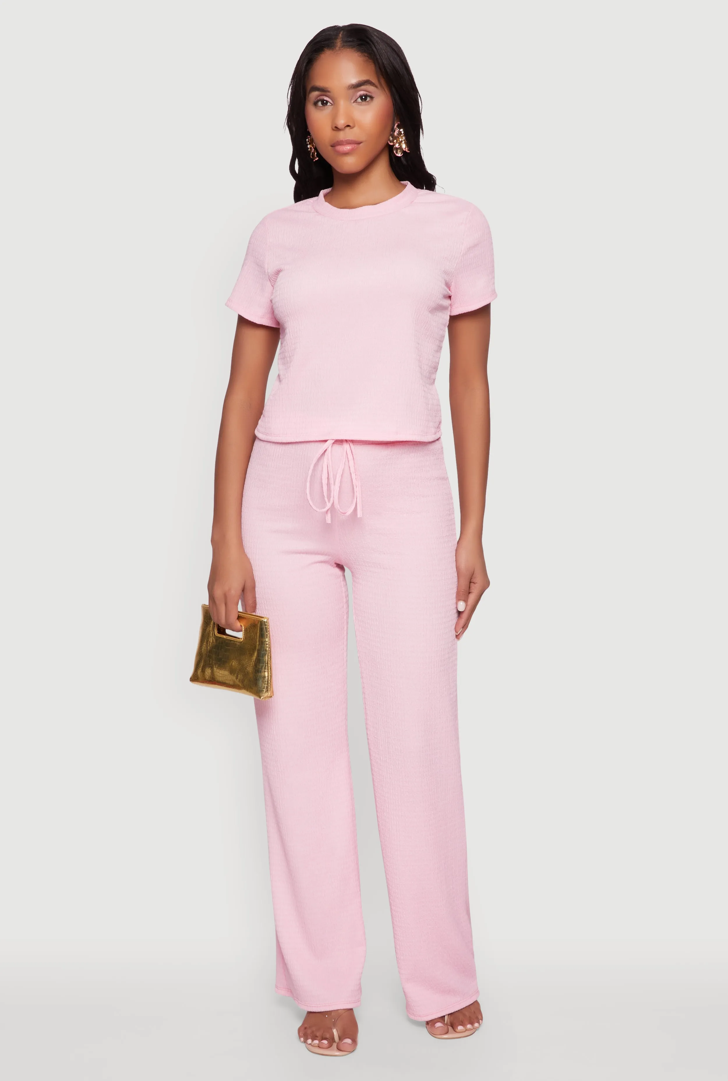 Trendy Textured Knit Cropped Crew Neck Top sold by Rainbow product image thumbnail 3