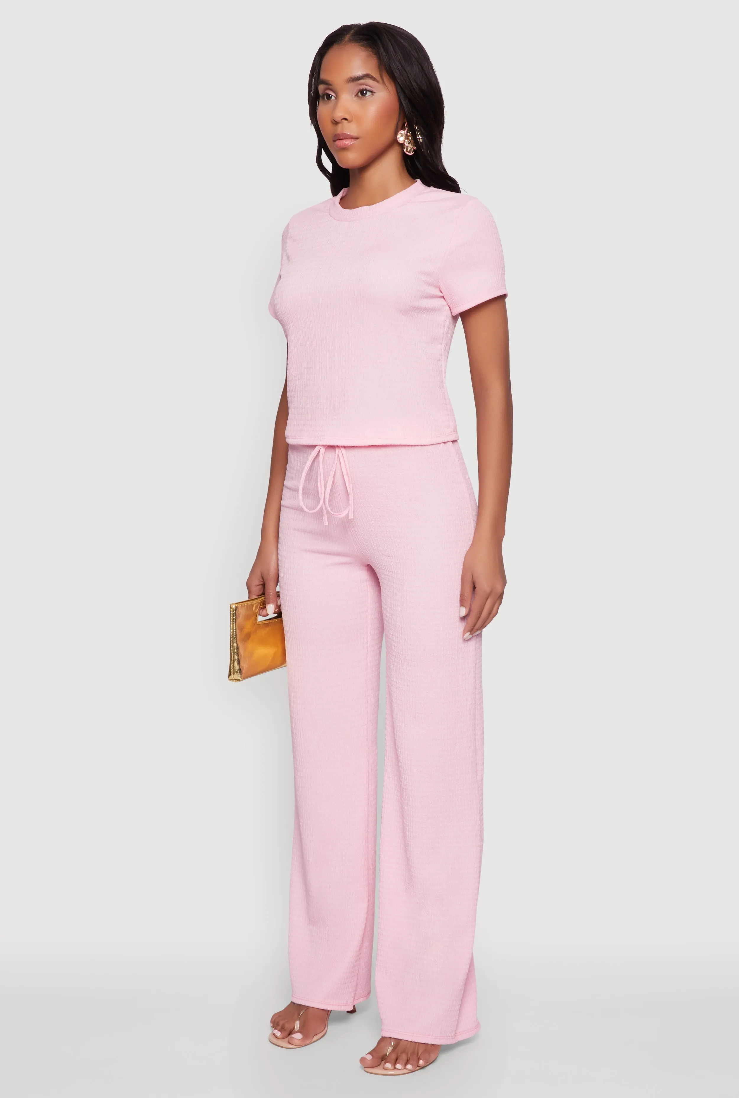 Trendy Textured Knit Cropped Crew Neck Top sold by Rainbow product image thumbnail 5