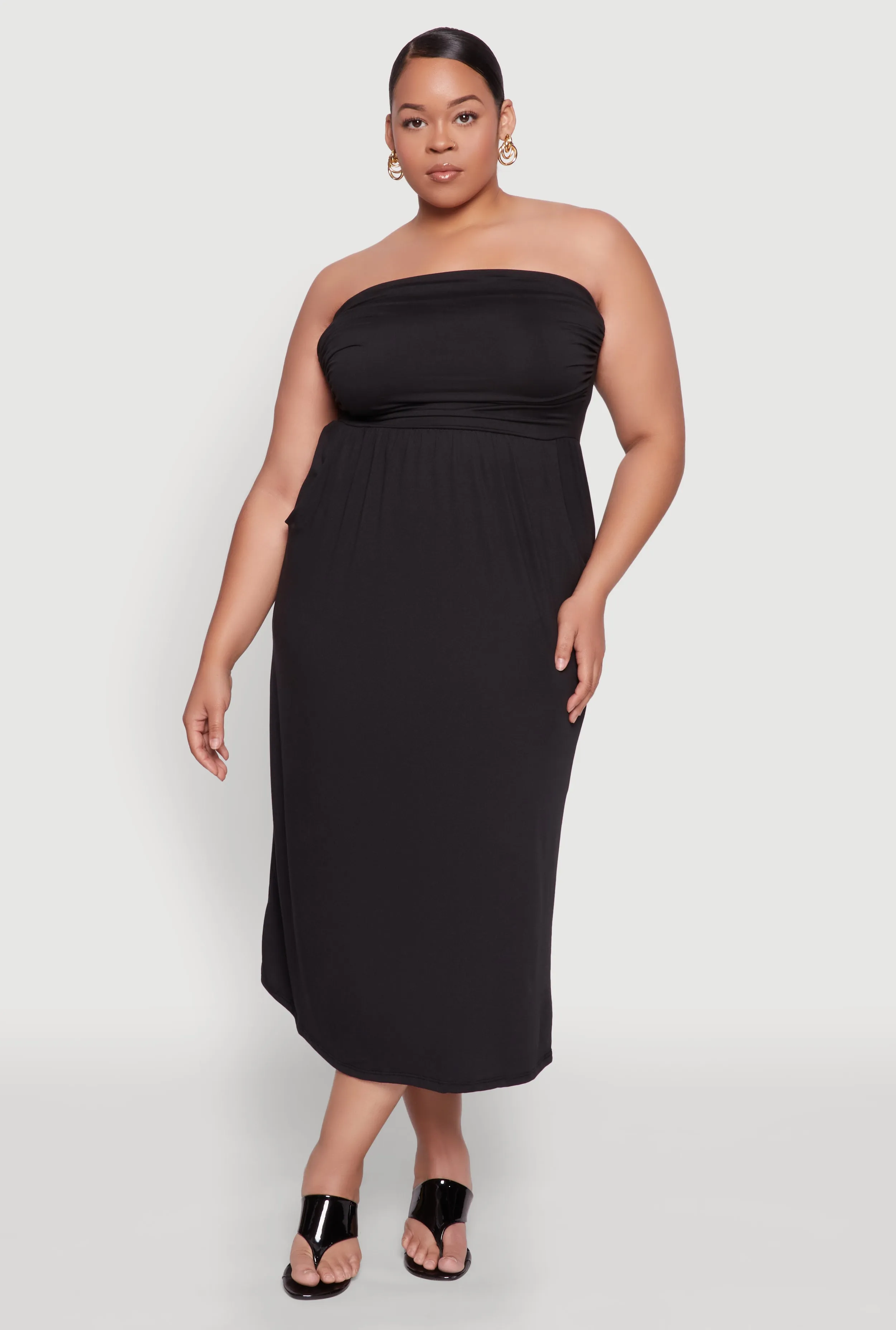 Plus Size Soft Knit Empire Waist Maxi Tube Dress sold by Rainbow product image thumbnail 2