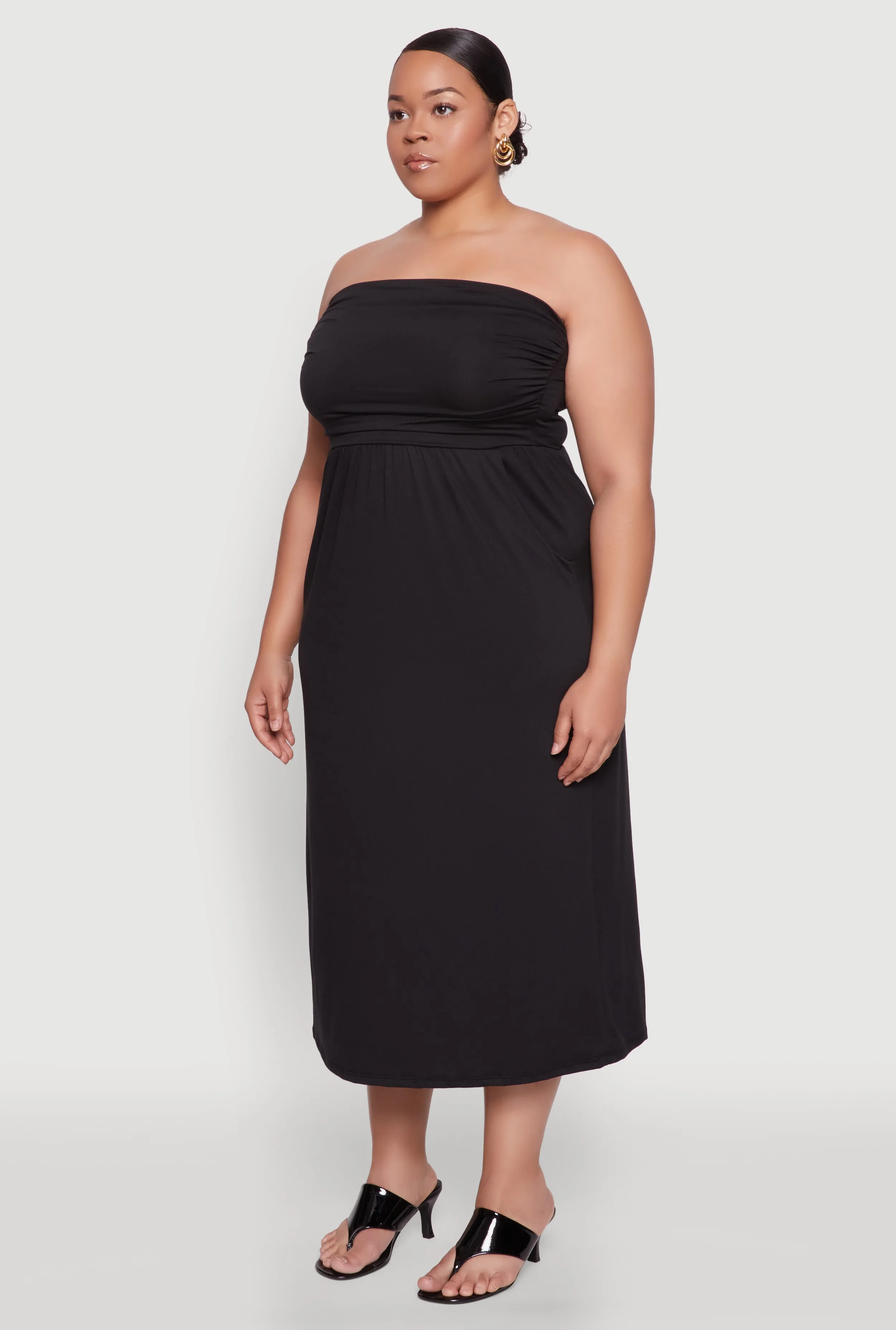 Plus Size Soft Knit Empire Waist Maxi Tube Dress sold by Rainbow product image thumbnail 3