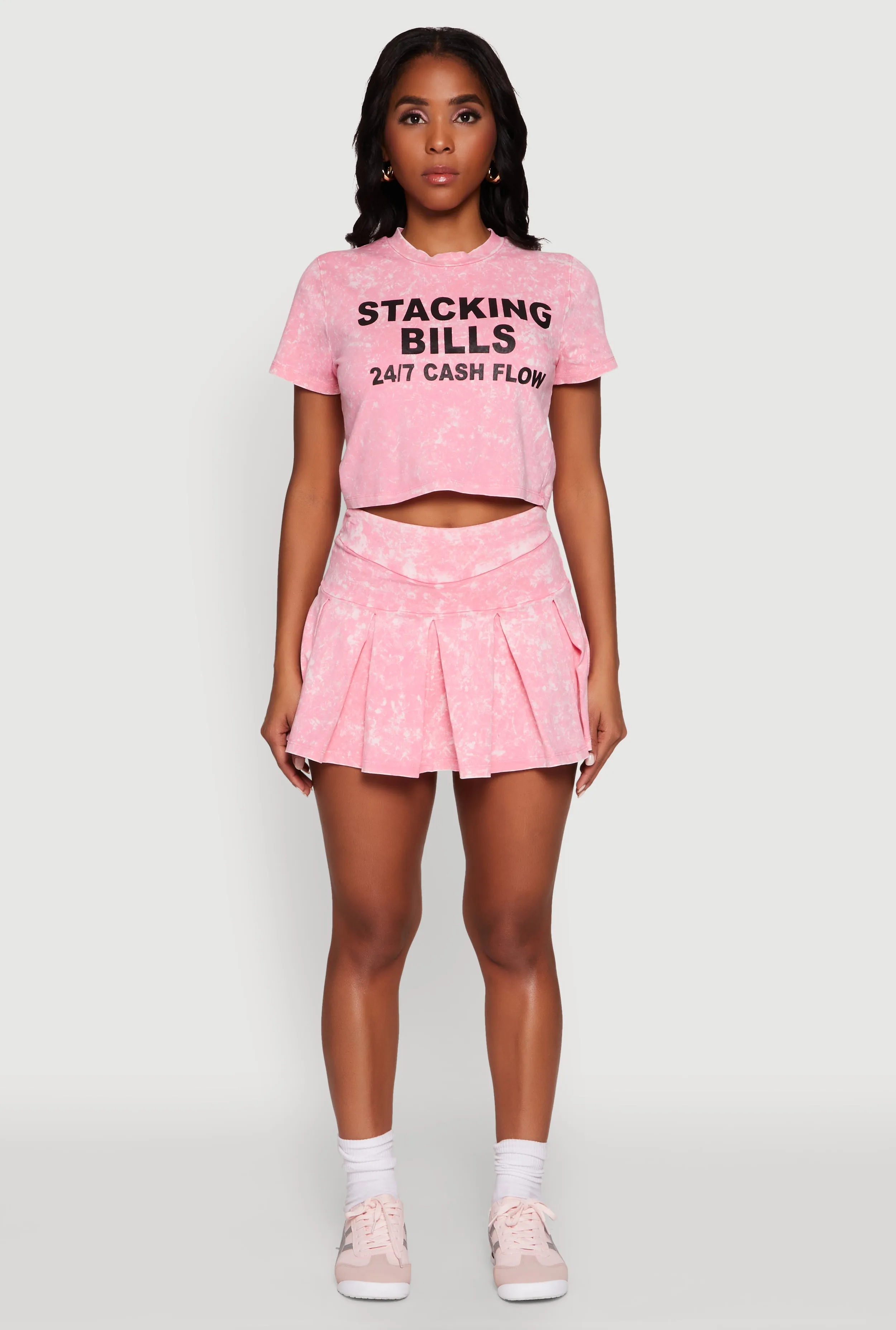 Trendy Mineral Wash Stacking Bills Graphic Crop Top sold by Rainbow product image thumbnail 3