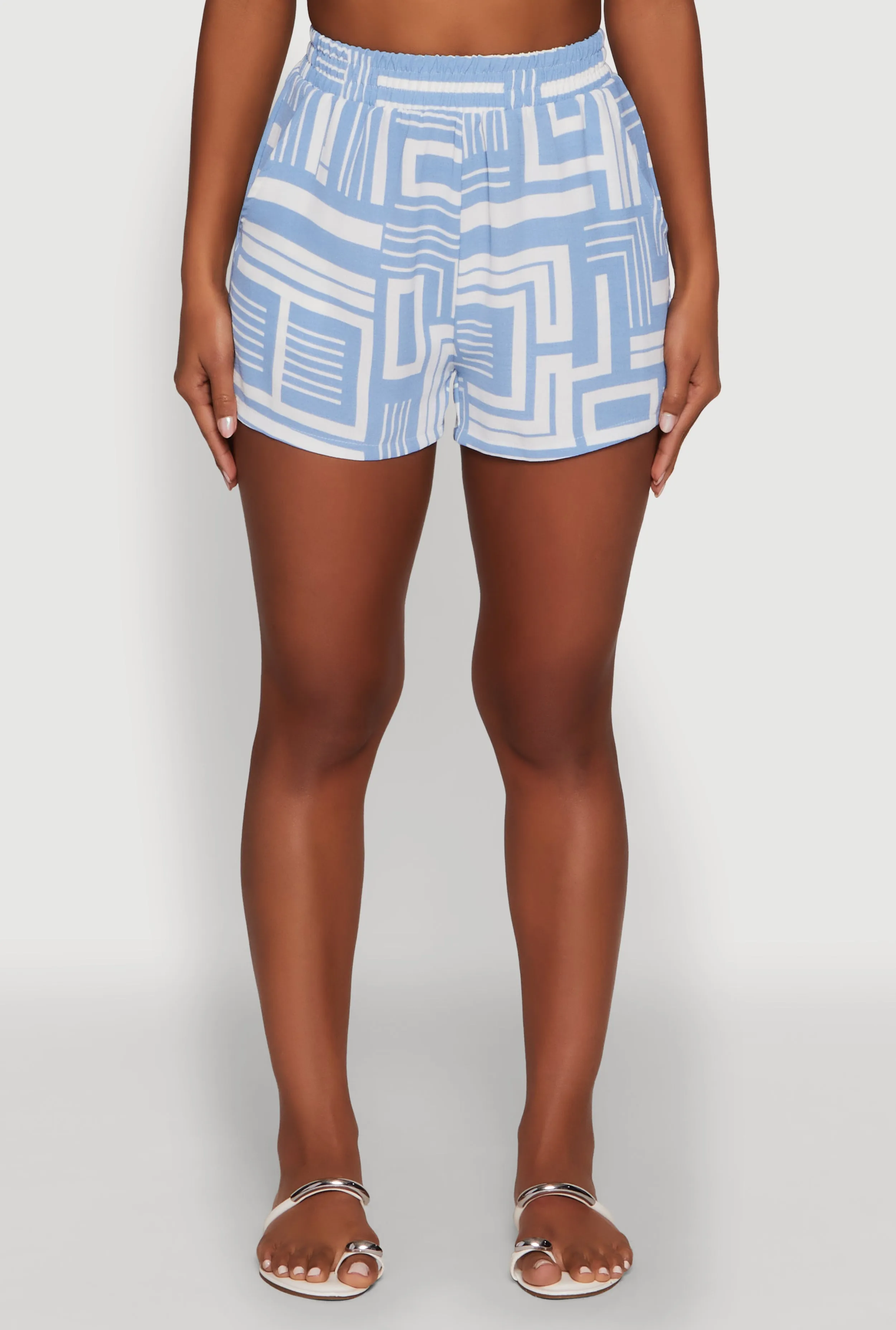 Trendy High Waisted Crepe Knit Shorts with Elastic Waist sold by Rainbow product image thumbnail 3