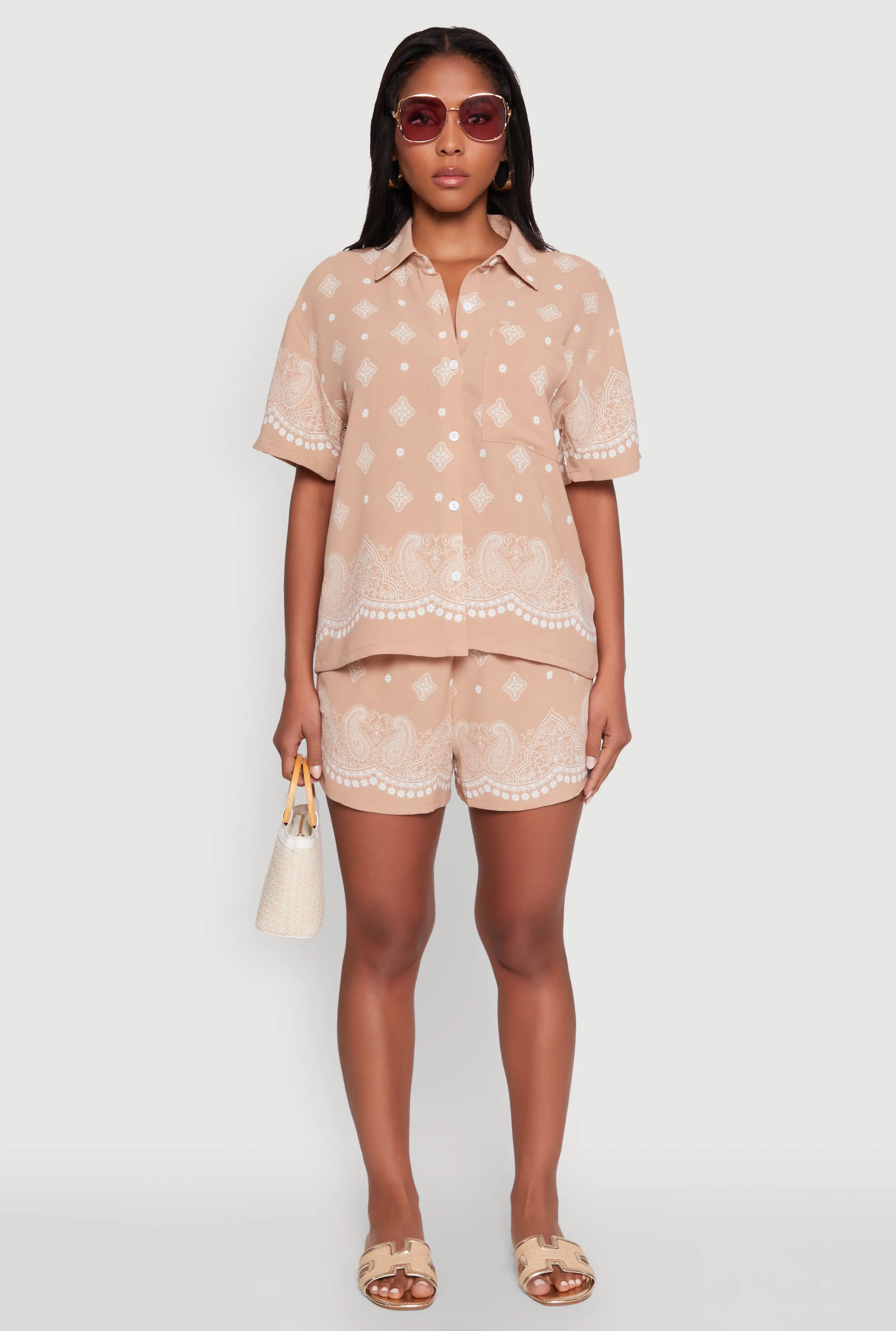 Crepe Knit Bandana Print Shorts sold by Rainbow product image thumbnail 2