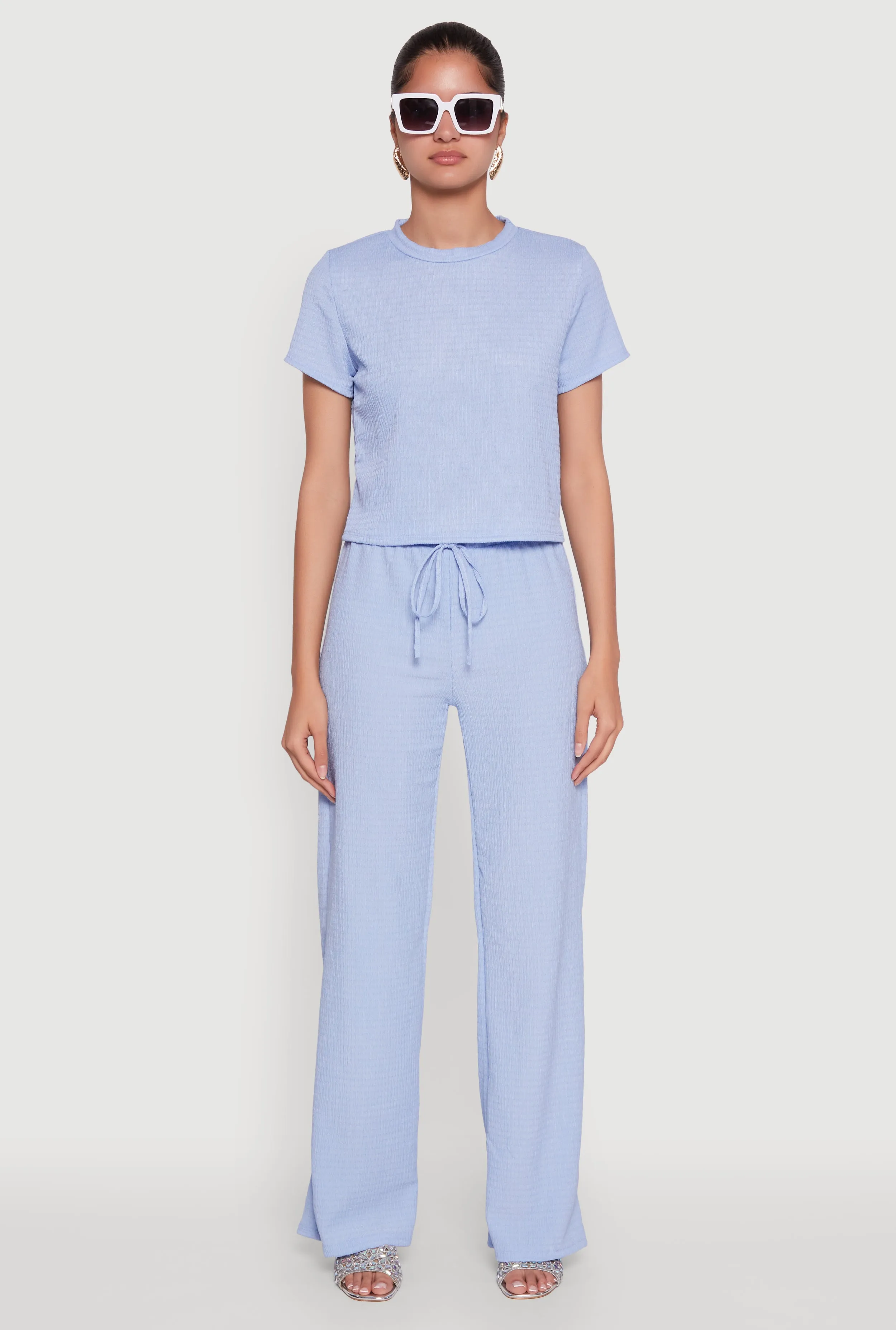 Trendy Textured Knit Cropped Crew Neck Top sold by Rainbow product image thumbnail 2