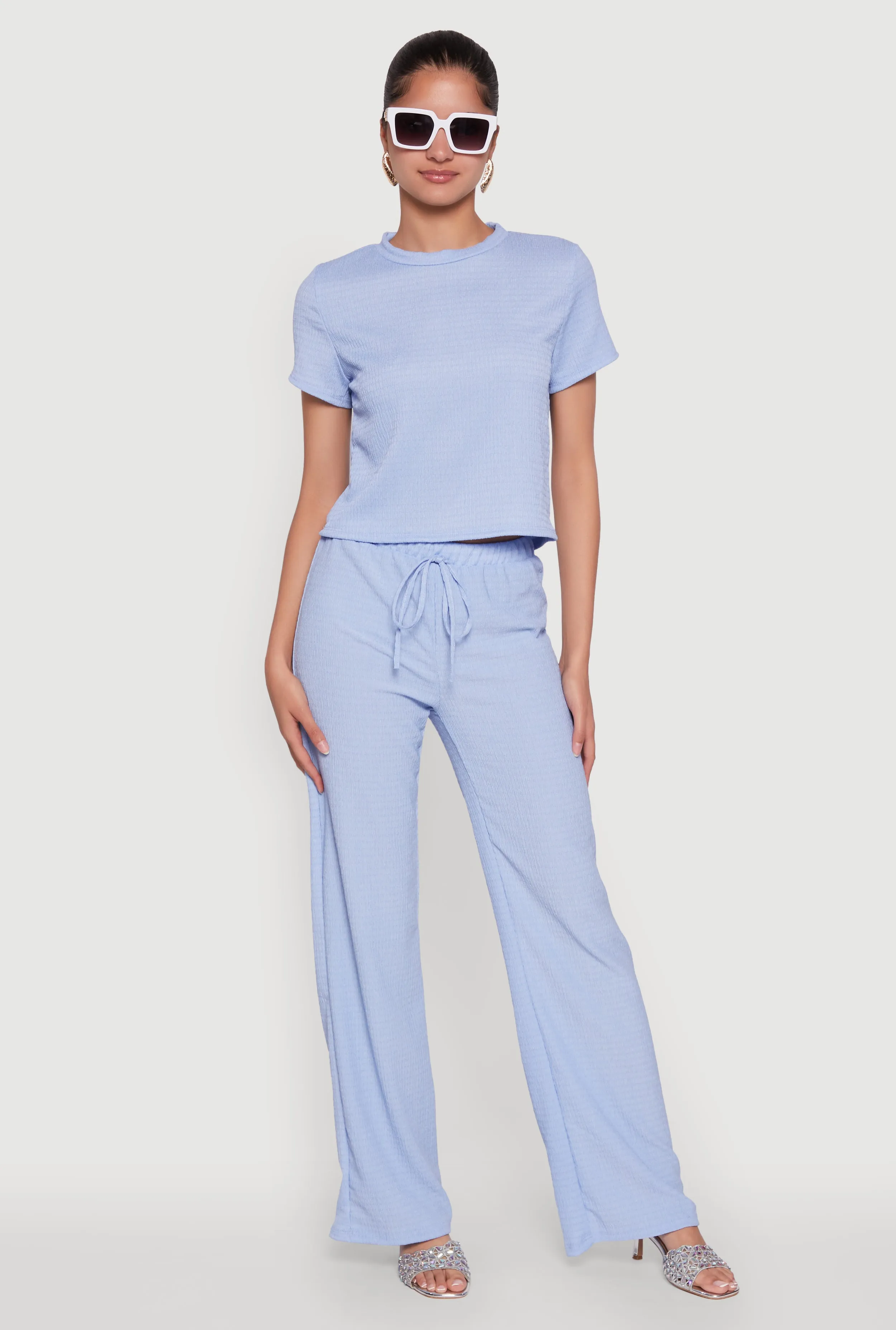 Trendy Textured Knit Cropped Crew Neck Top sold by Rainbow product image thumbnail 3