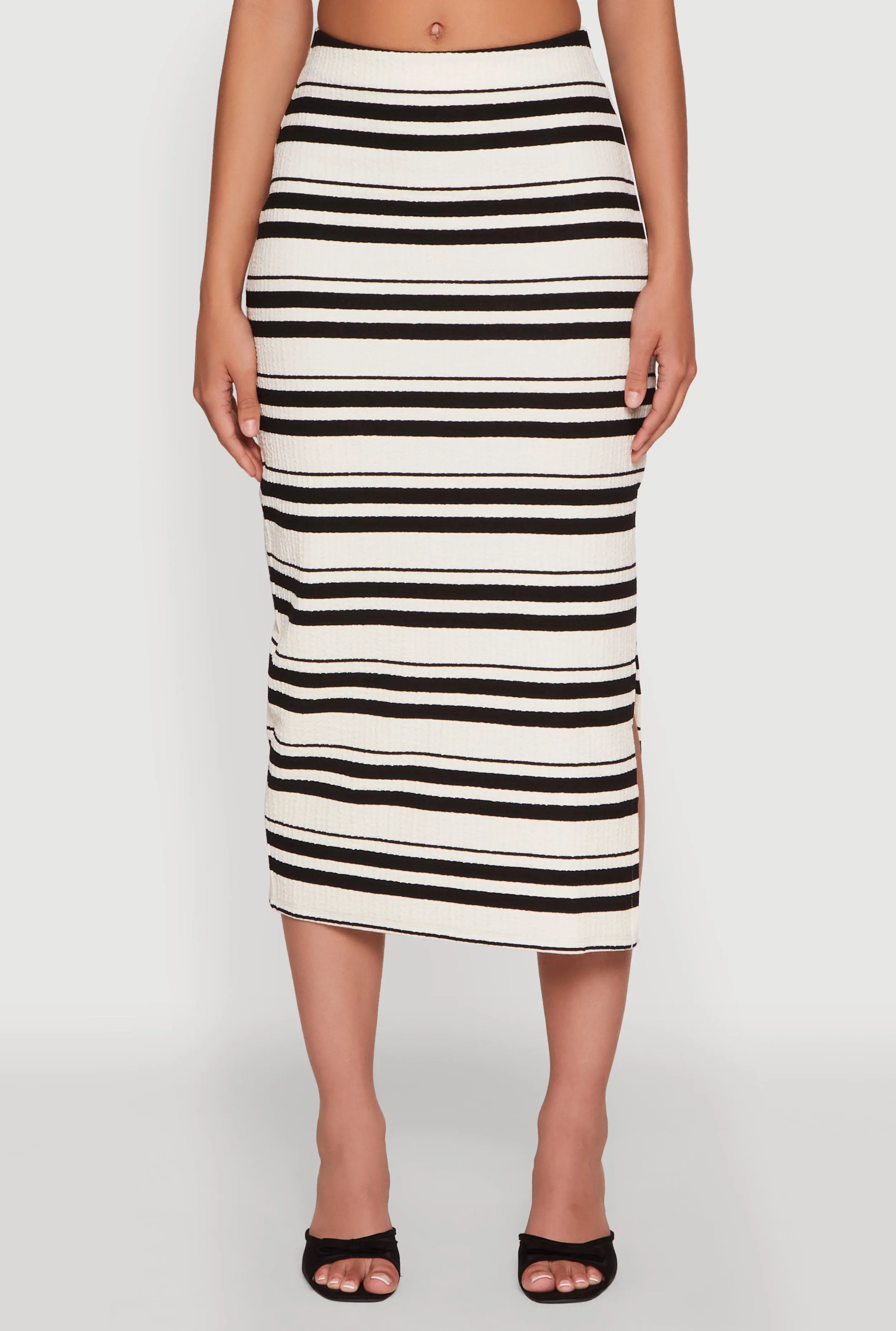 Striped Side Slit Midi Skirt sold by Rainbow product image thumbnail 3