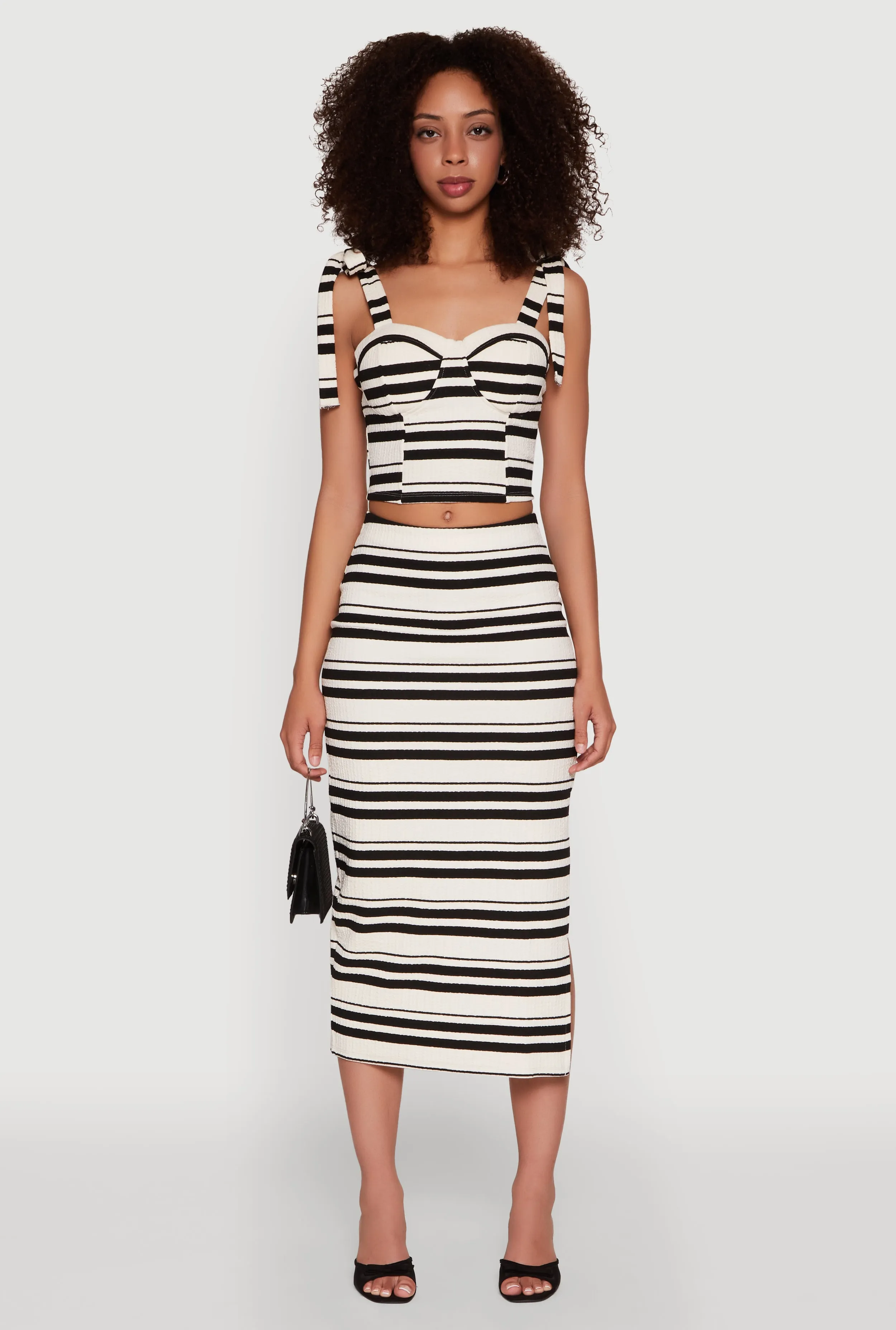 Striped Side Slit Midi Skirt sold by Rainbow product image thumbnail 2