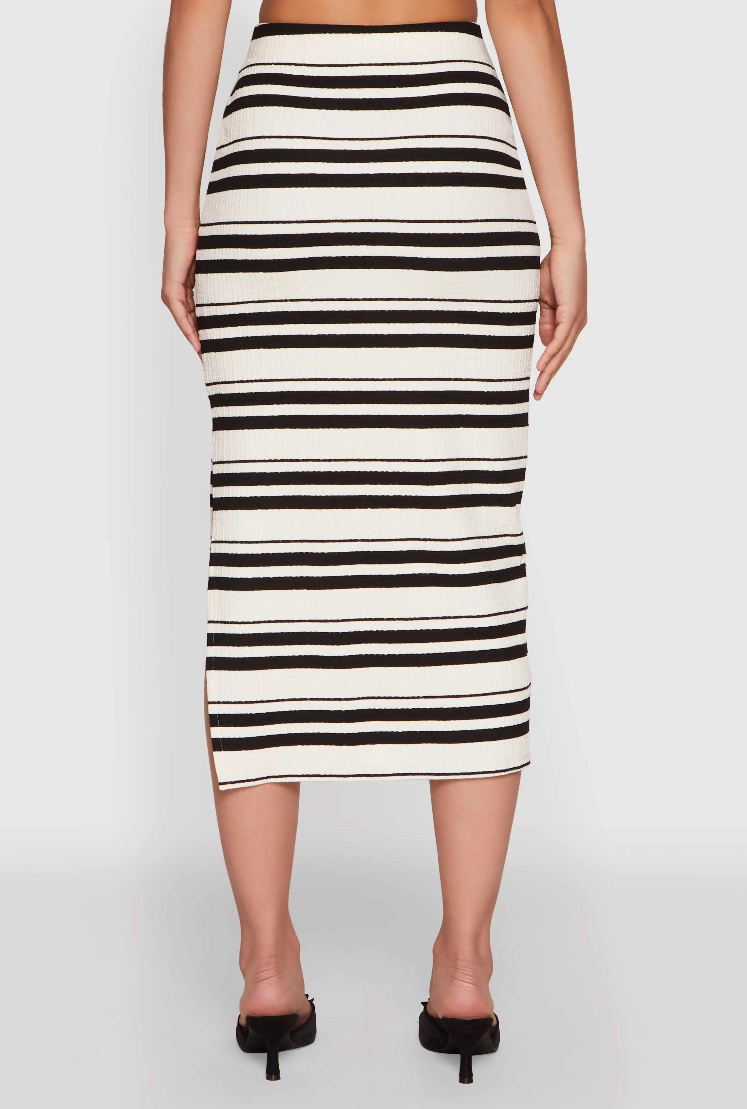 Striped Side Slit Midi Skirt sold by Rainbow product image thumbnail 5