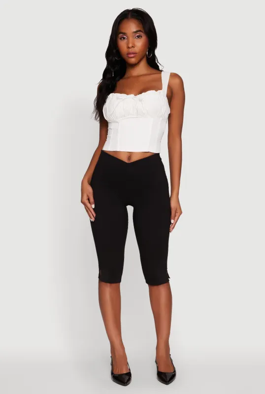 Linen Drawstring Lace Detail Cropped Corset Top sold by Rainbow