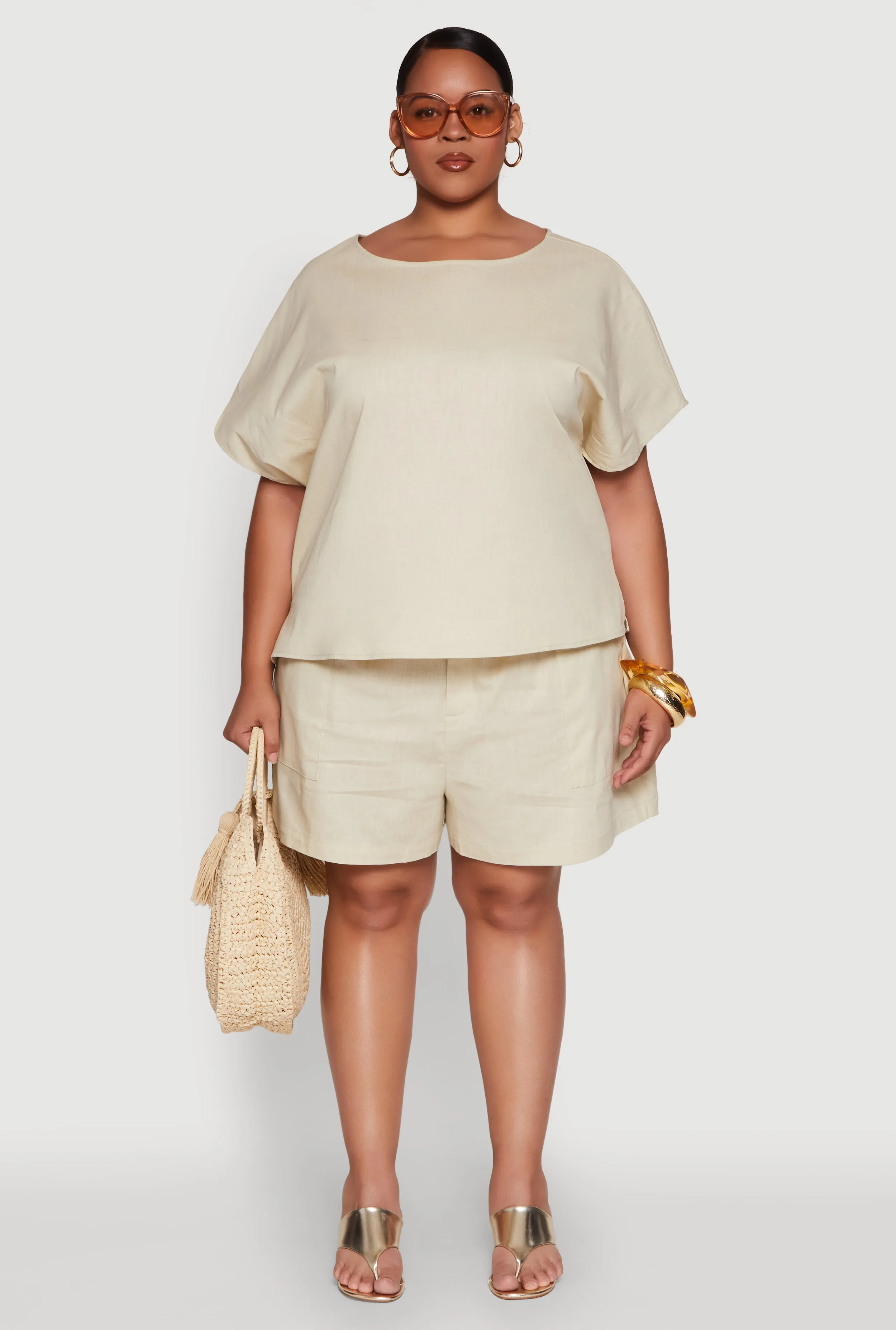 Plus Size Button Back Keyhole Short Sleeve Top sold by Rainbow product image thumbnail 3