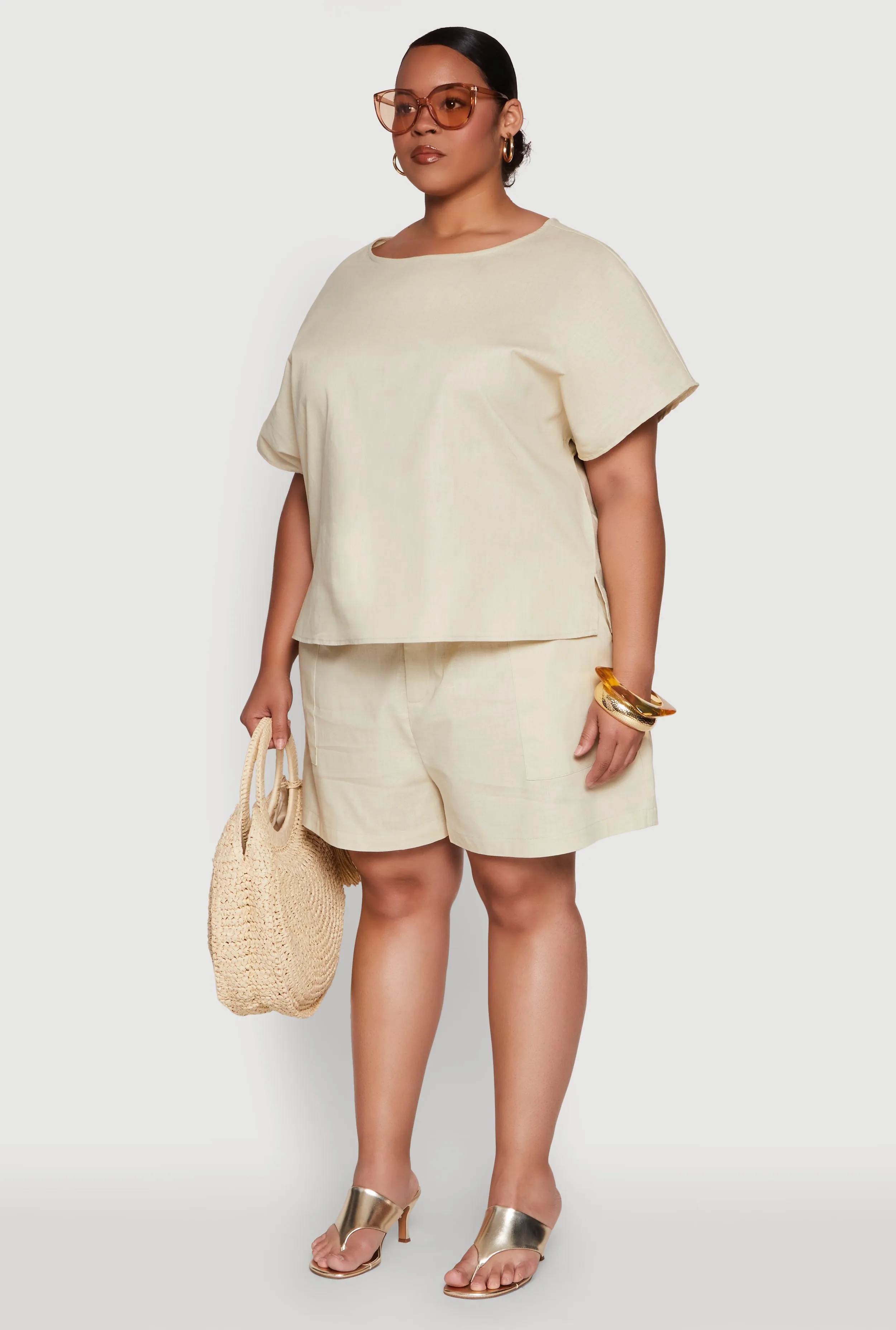 Plus Size Button Back Keyhole Short Sleeve Top sold by Rainbow product image thumbnail 5