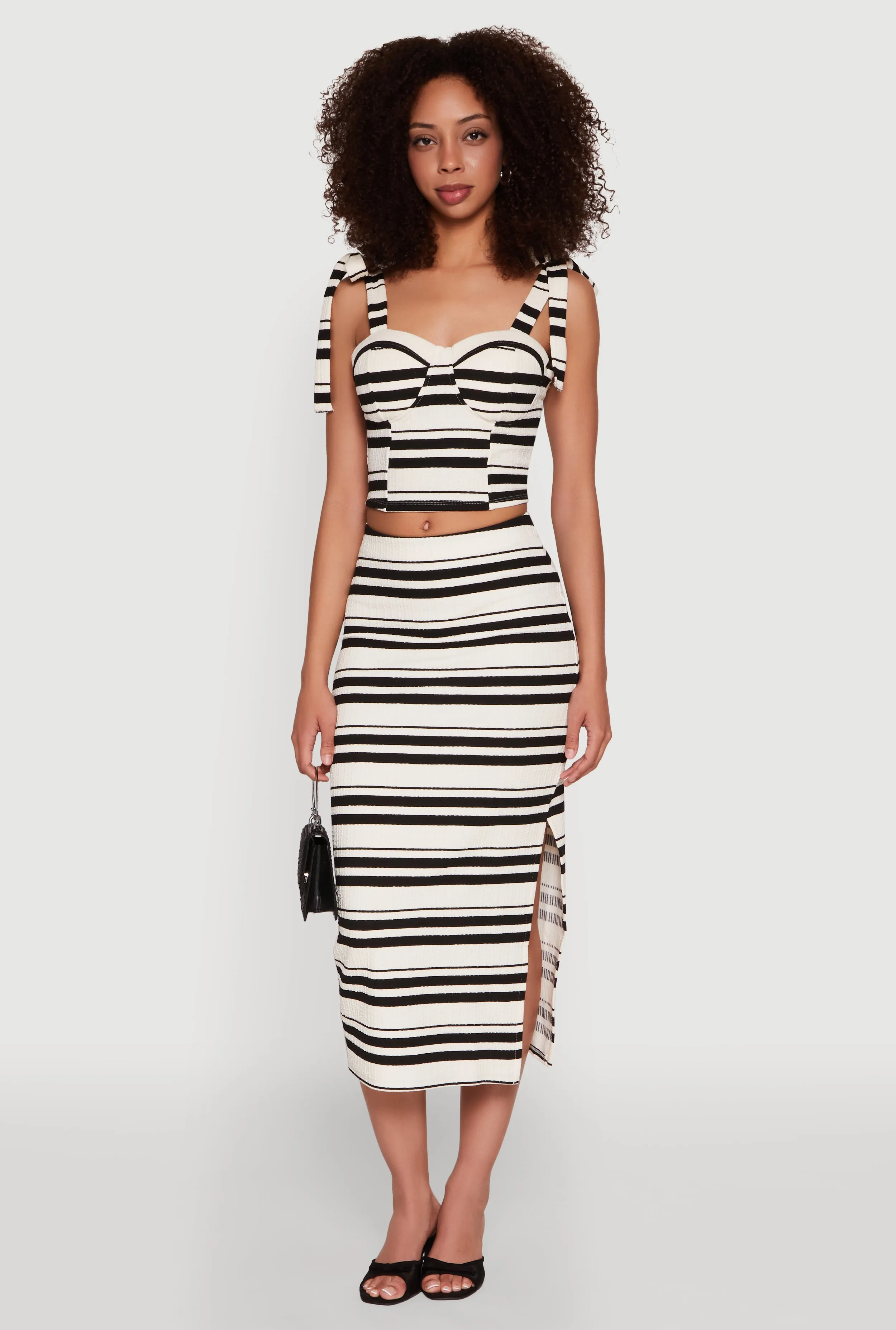 Striped Bow Strap Cropped Bustier Top sold by Rainbow product image thumbnail 2