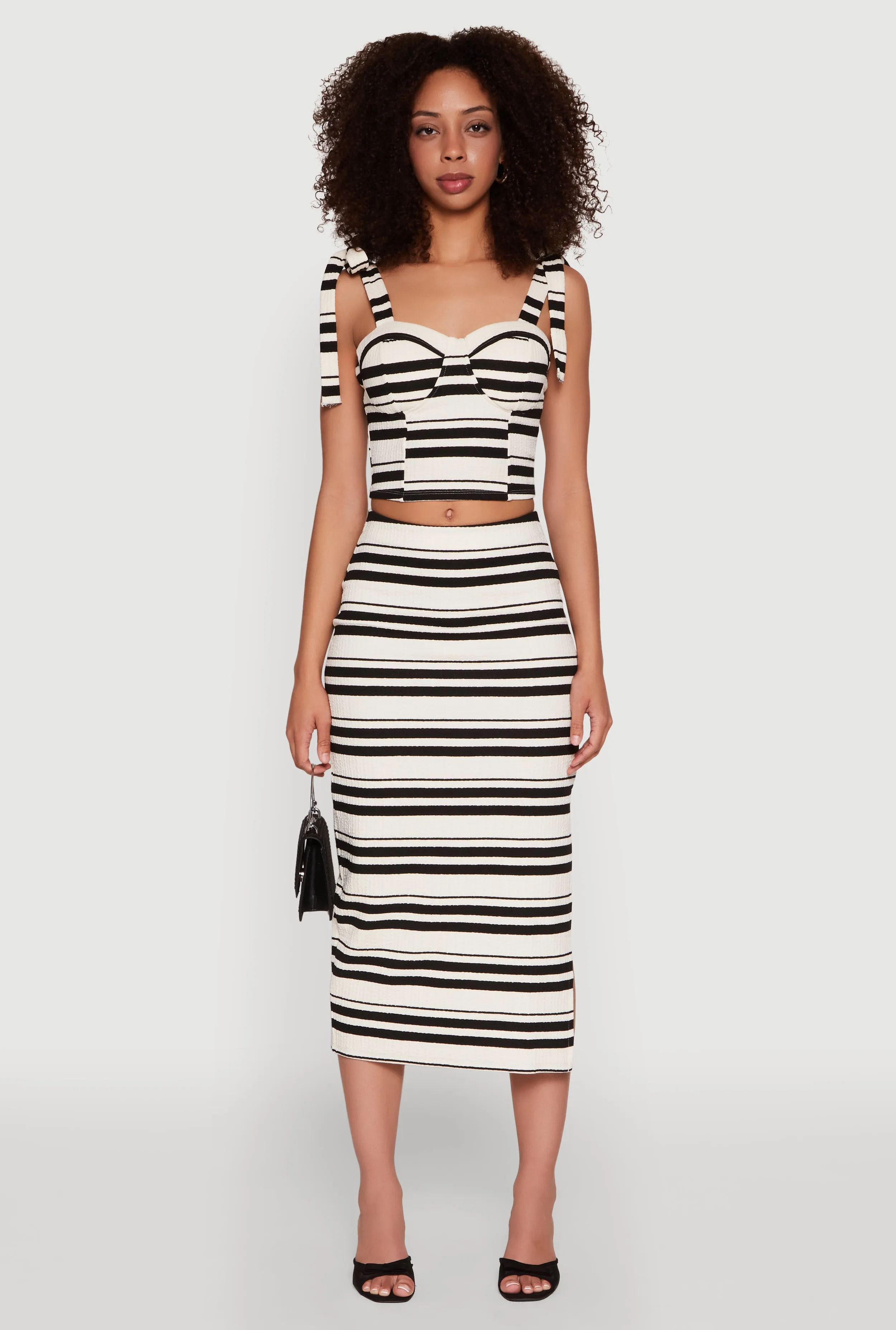 Striped Bow Strap Cropped Bustier Top sold by Rainbow product image thumbnail 3