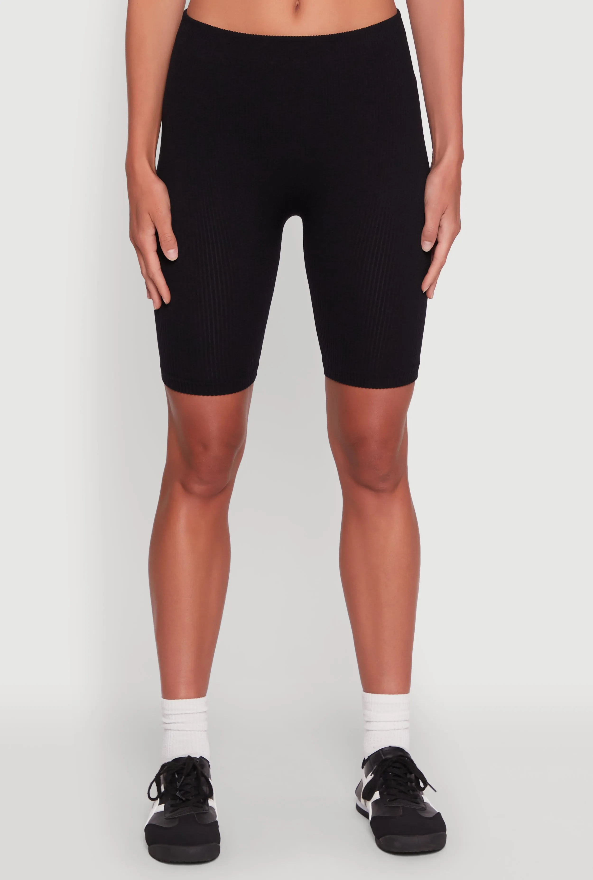 Seamless High Waisted Ribbed Knit Bike Shorts sold by Rainbow product image thumbnail 3