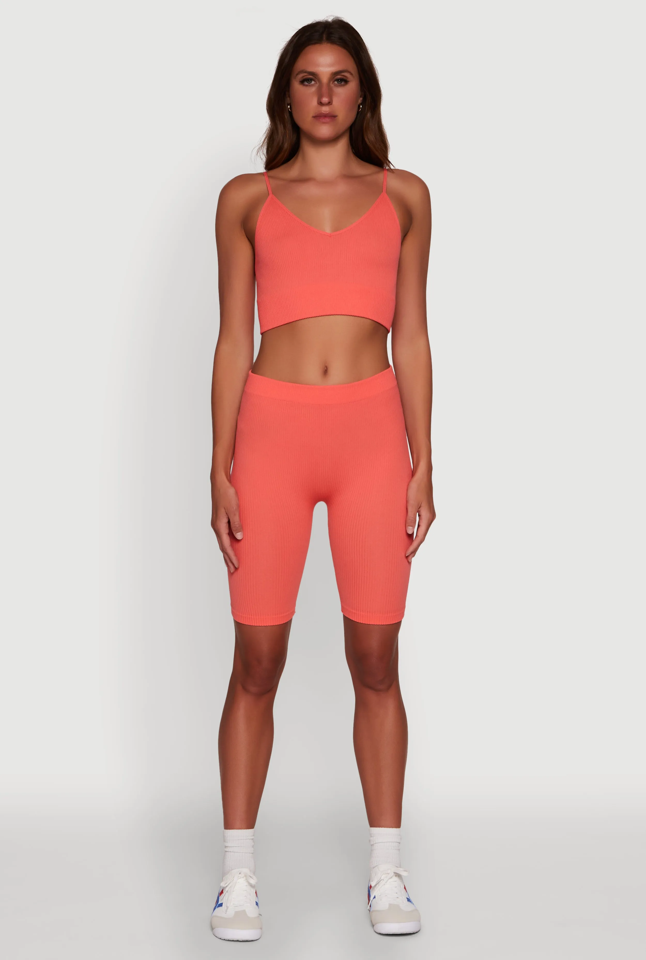 Seamless High Waisted Ribbed Knit Bike Shorts sold by Rainbow product image thumbnail 2