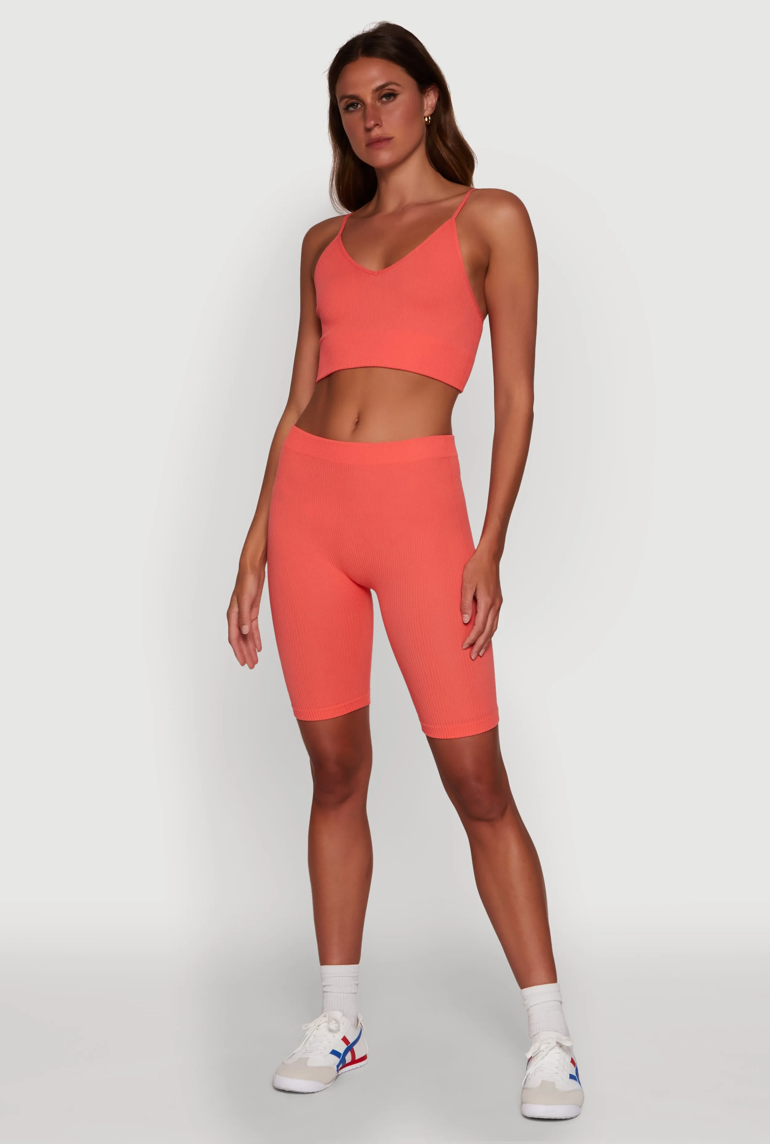 Seamless High Waisted Ribbed Knit Bike Shorts sold by Rainbow