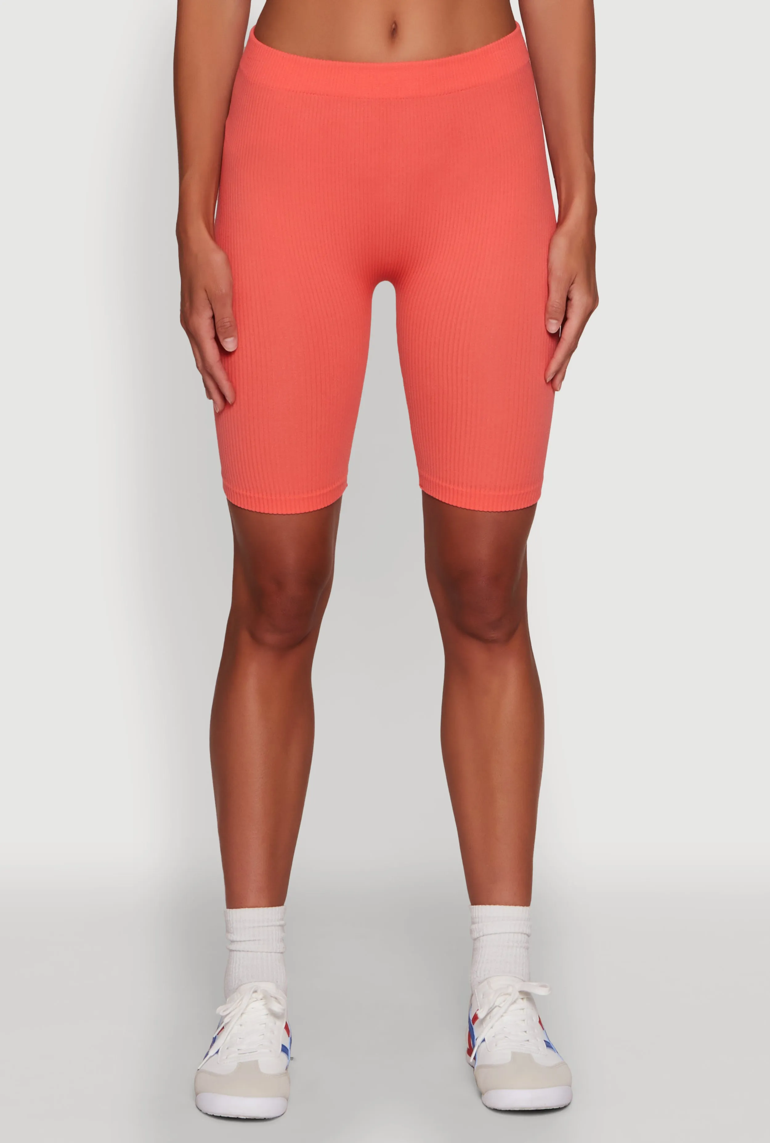 Seamless High Waisted Ribbed Knit Bike Shorts sold by Rainbow product image thumbnail 3