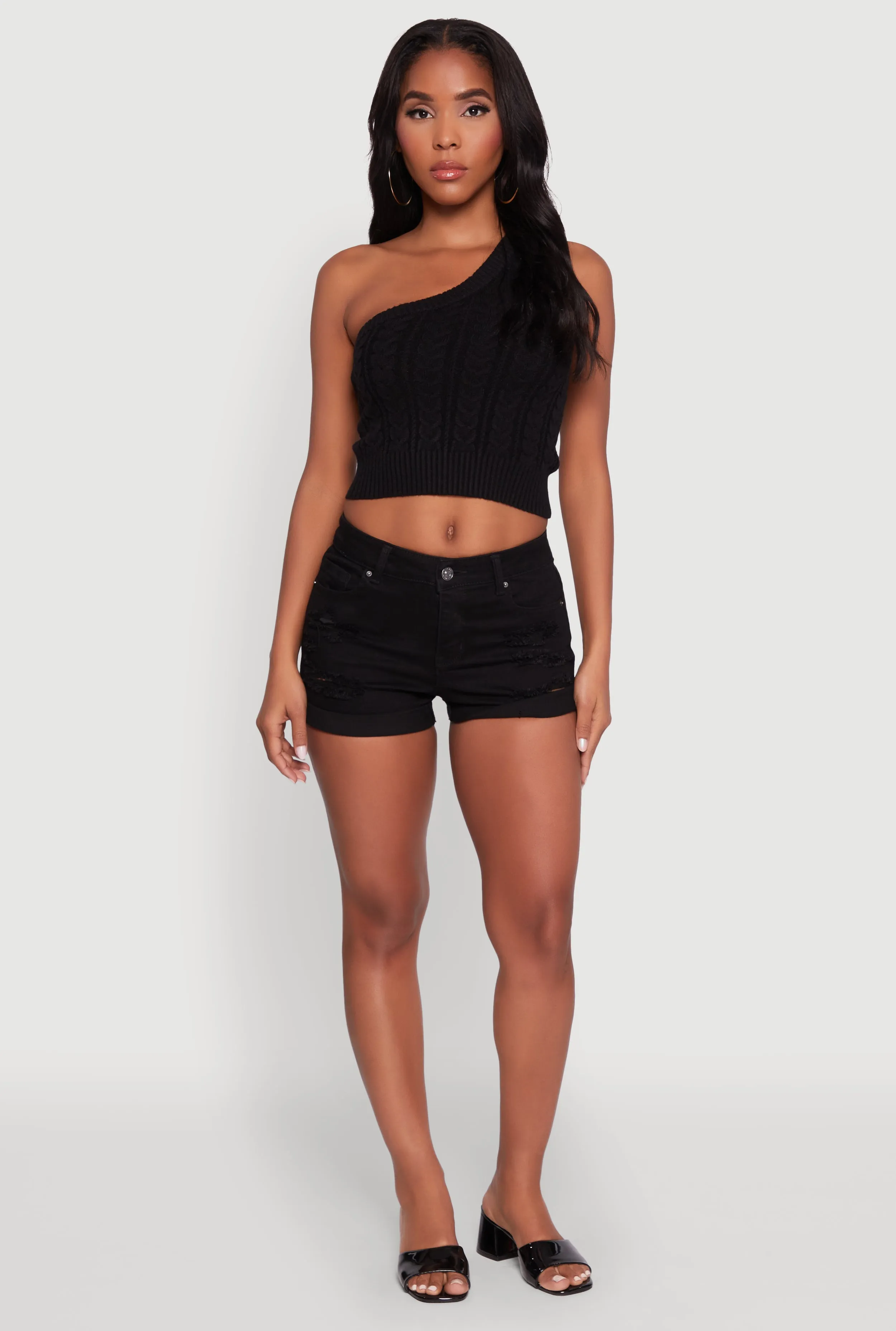 Haute Monde Stylish One Shoulder Crop Top sold by Rainbow