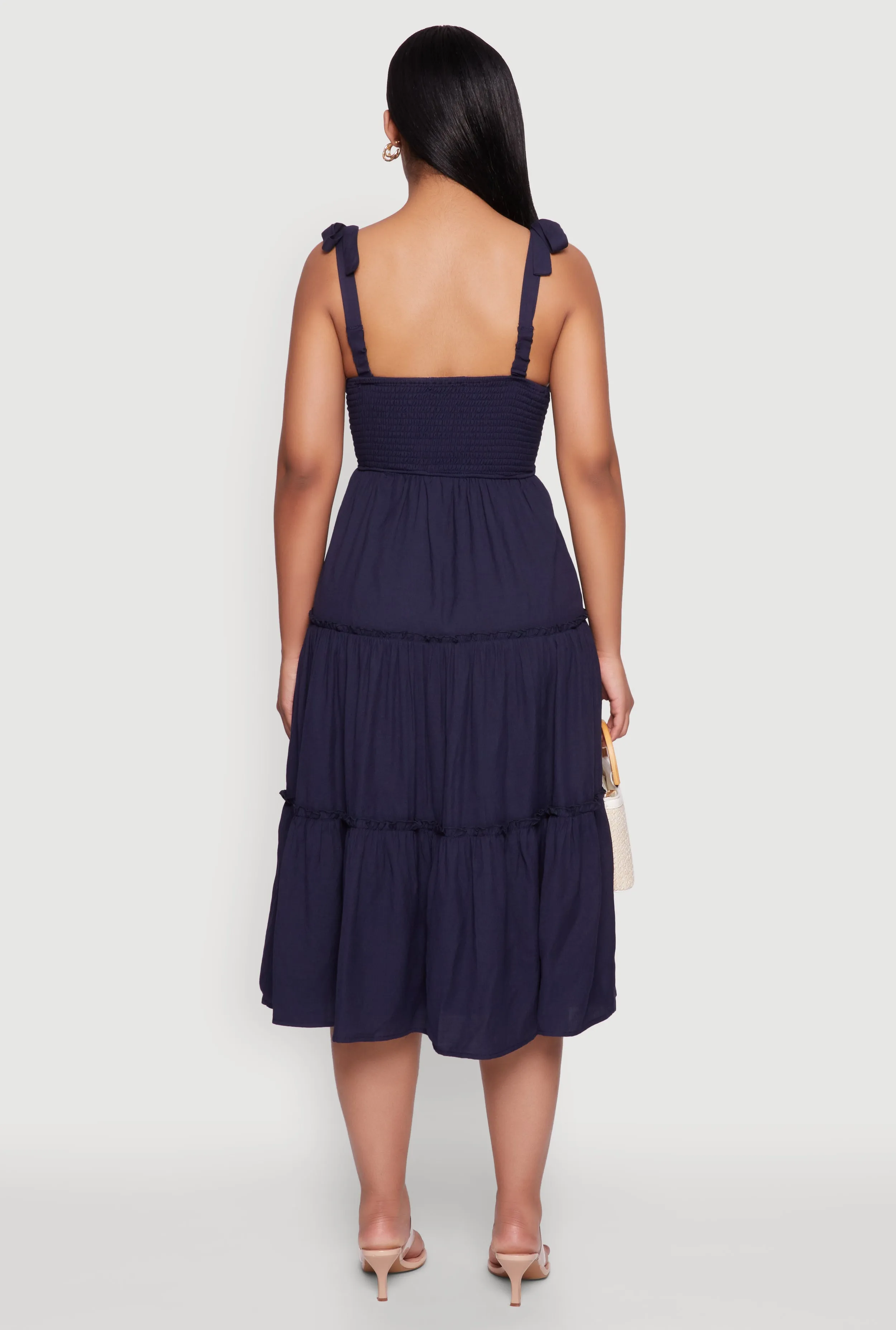 Chic Bow Strap Tiered Sundress with Side Slit sold by Rainbow product image thumbnail 5