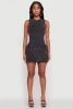 Trendy Acid Wash Bubble Hem Skater Dress with Open Back sold by Rainbow