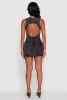 Trendy Acid Wash Bubble Hem Skater Dress with Open Back sold by Rainbow
