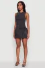 Trendy Acid Wash Bubble Hem Skater Dress with Open Back sold by Rainbow
