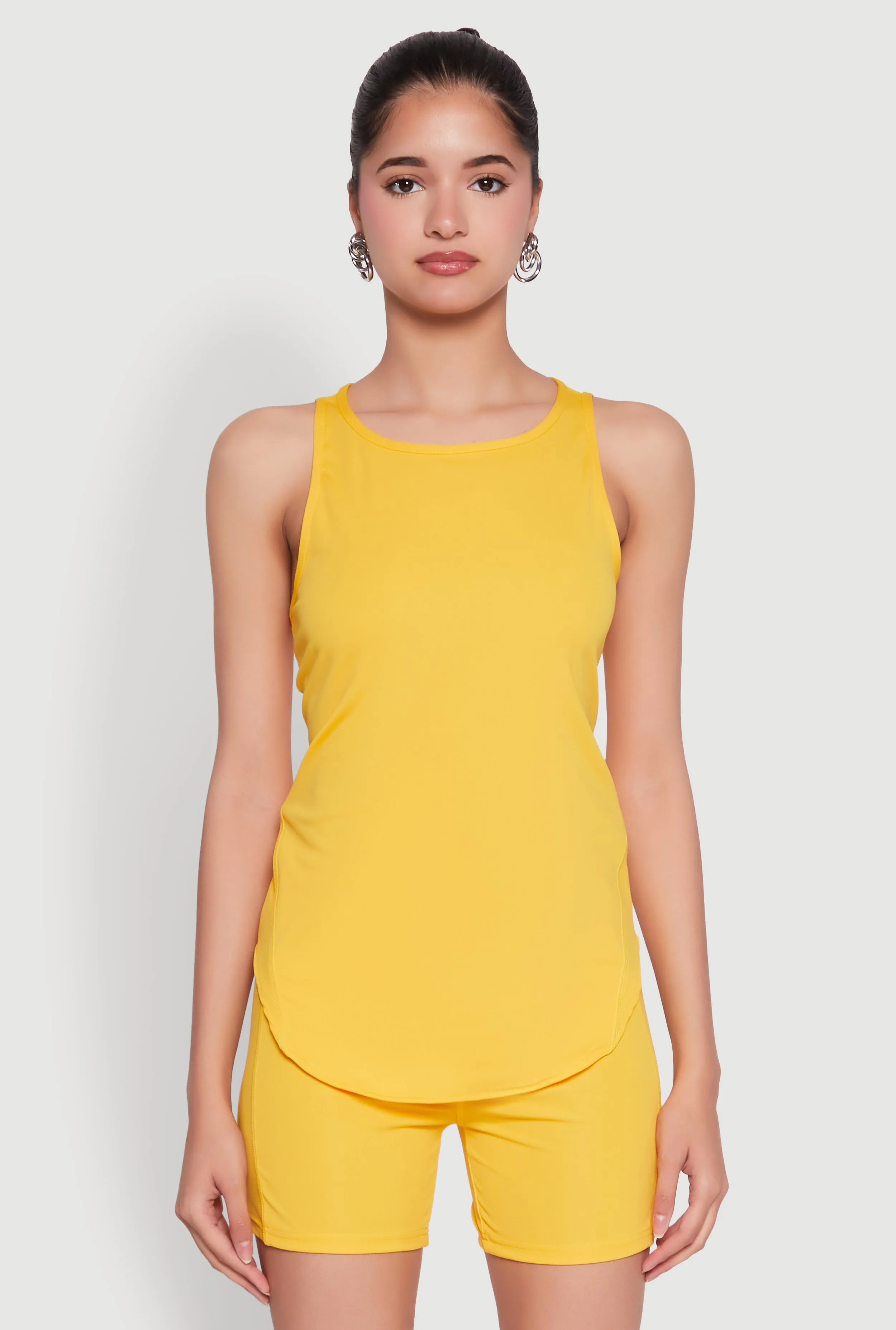 Stylish Mesh Detail High Neck Sleeveless Tank Top sold by Rainbow