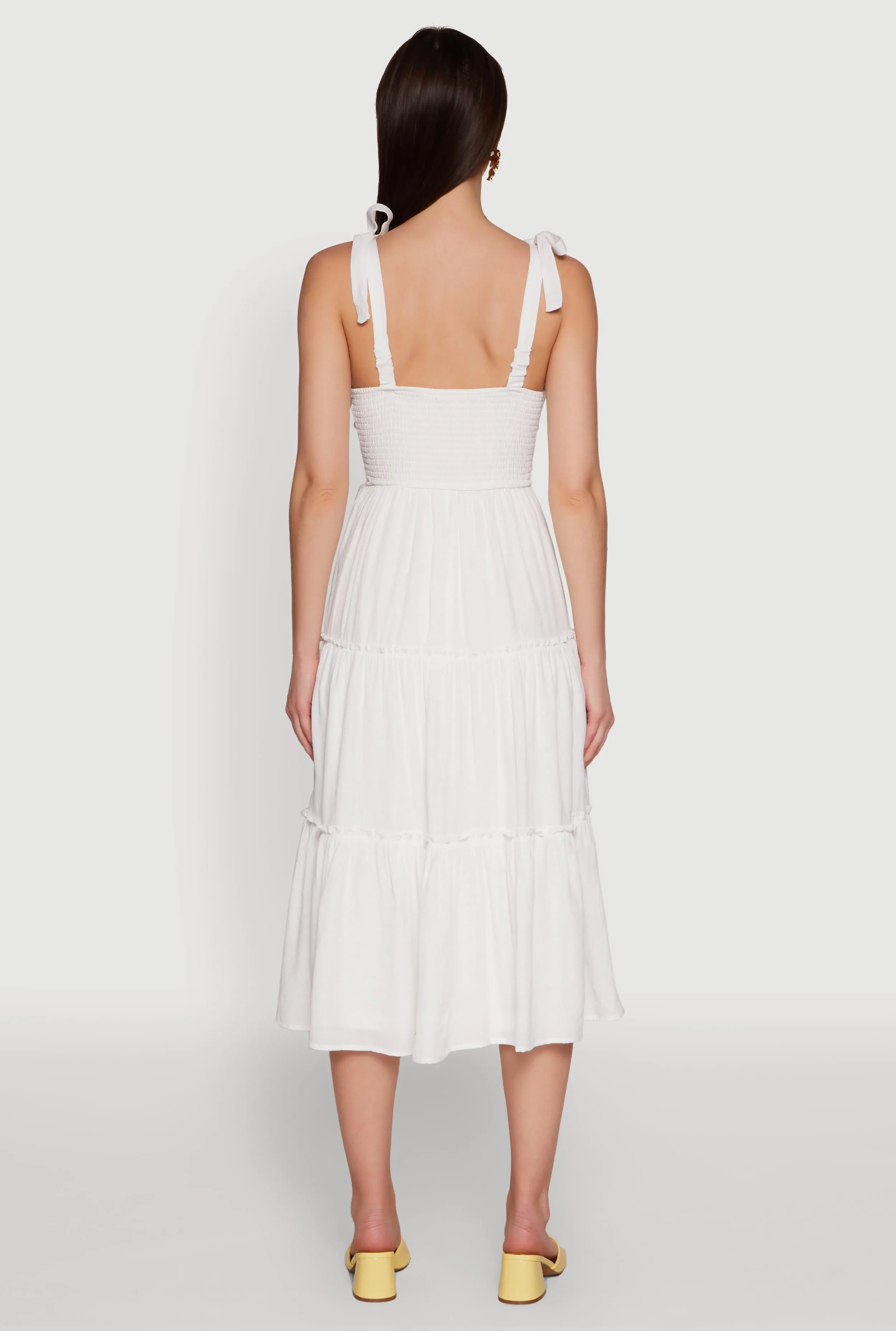 Chic Bow Strap Tiered Sundress with Side Slit sold by Rainbow product image thumbnail 5