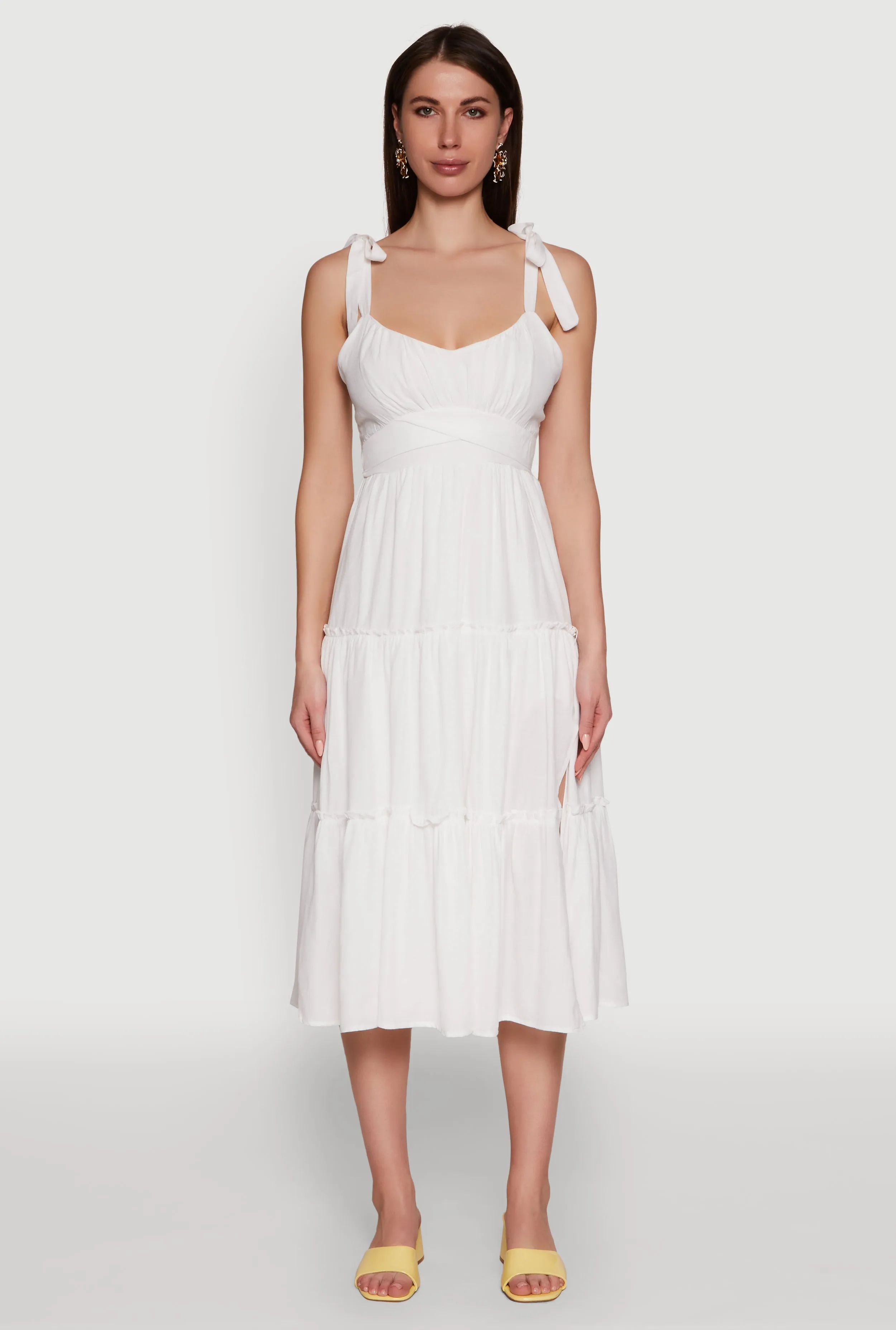 Chic Bow Strap Tiered Sundress with Side Slit sold by Rainbow product image thumbnail 2