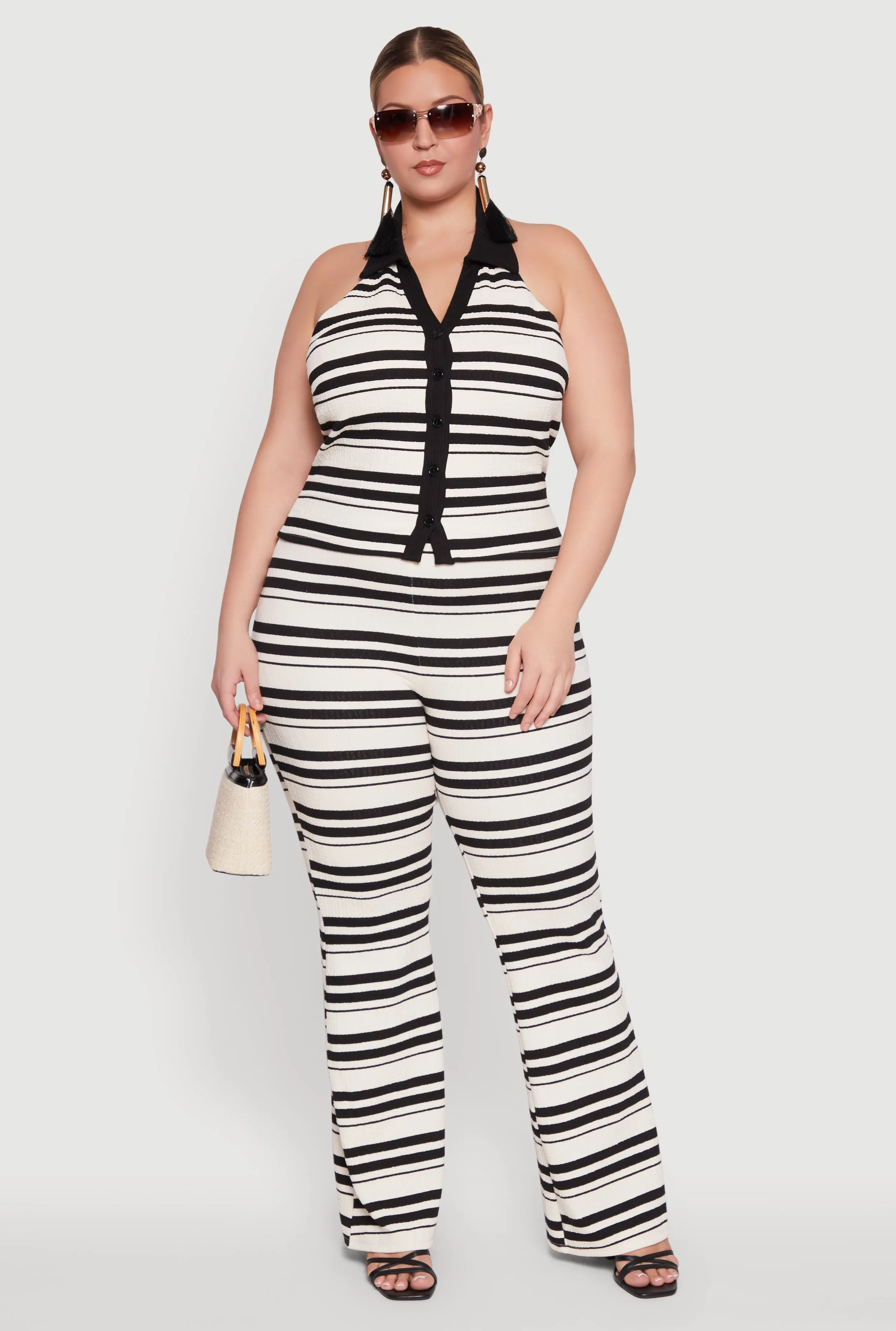Plus Size High Waisted Striped Casual Pants sold by Rainbow product image thumbnail 2