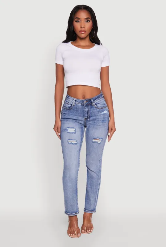 WAX Distressed Straight Leg Jeans sold by Rainbow