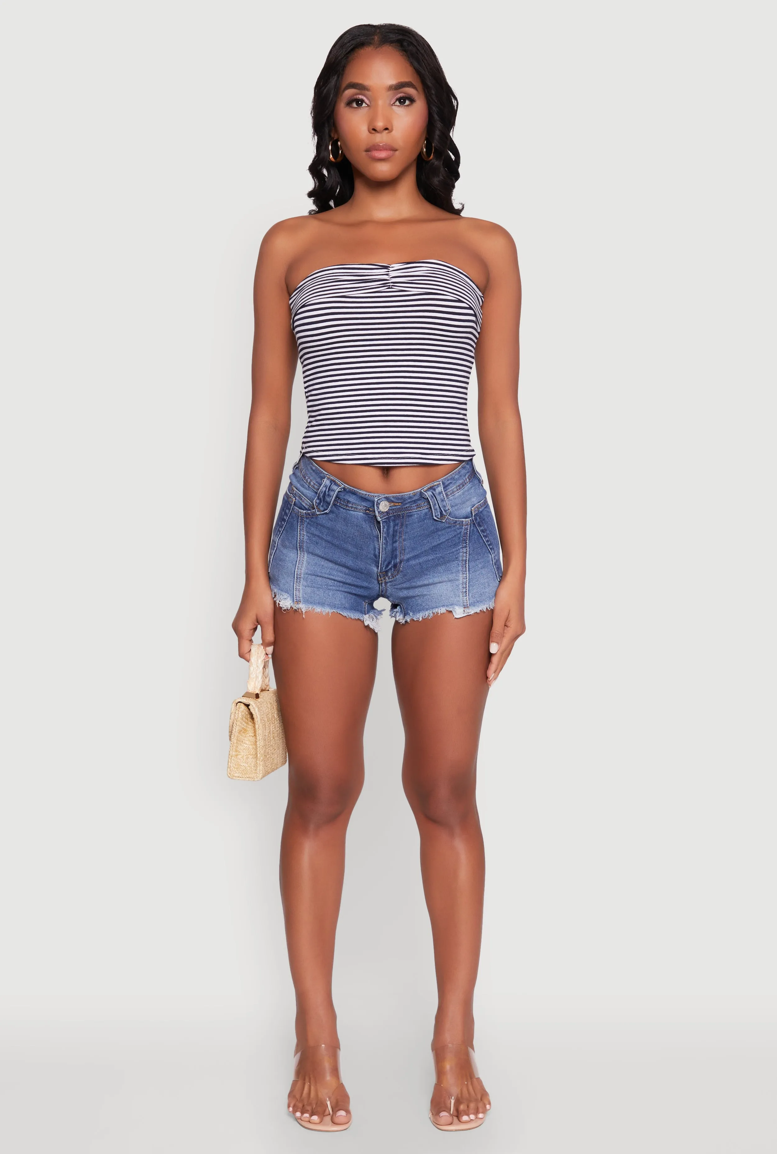 Madden Girl Striped Fold Over Cropped Tube Top sold by Rainbow product image thumbnail 3