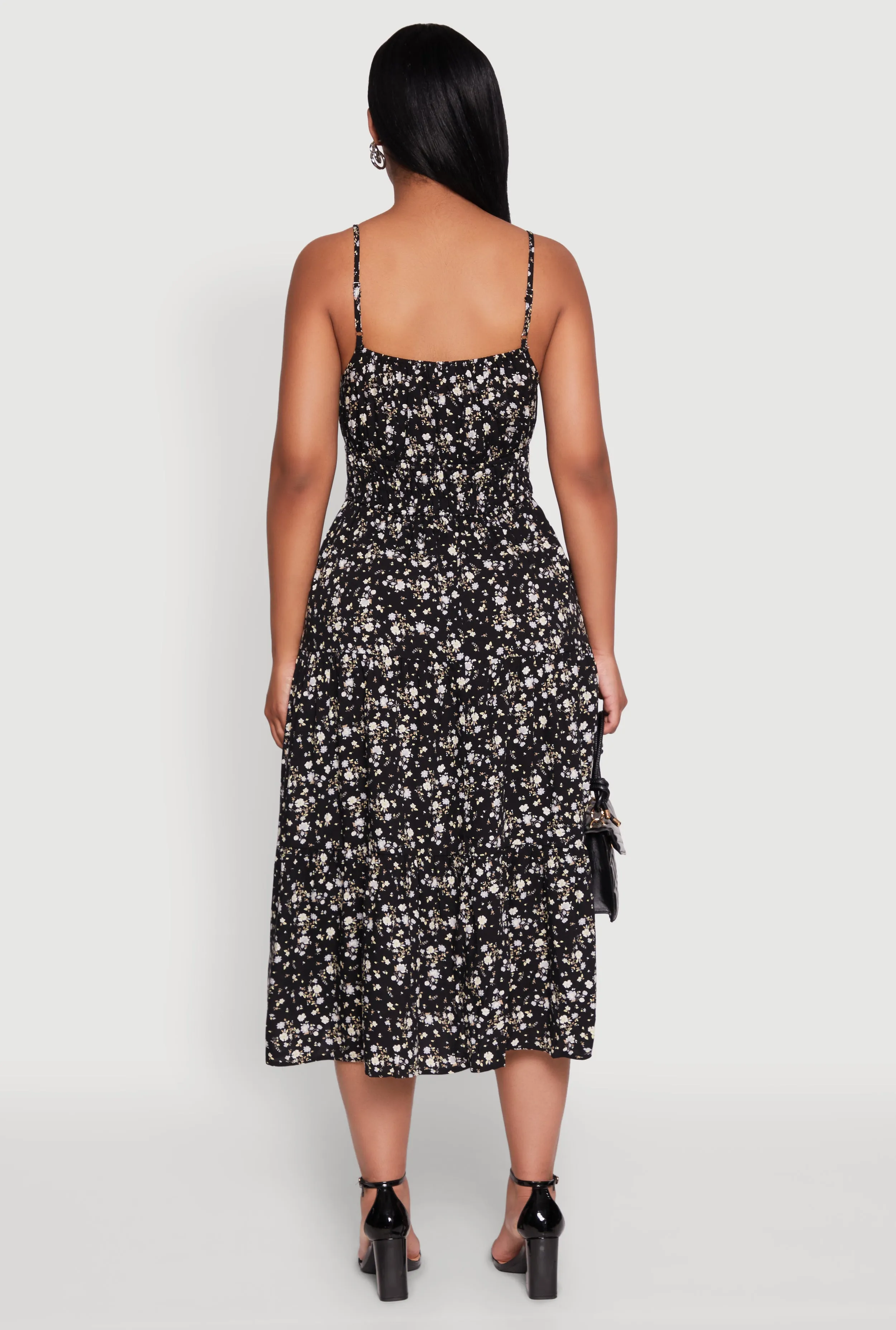 Ditsy Floral Tiered Sundress with Tie Front Keyhole sold by Rainbow product image thumbnail 5