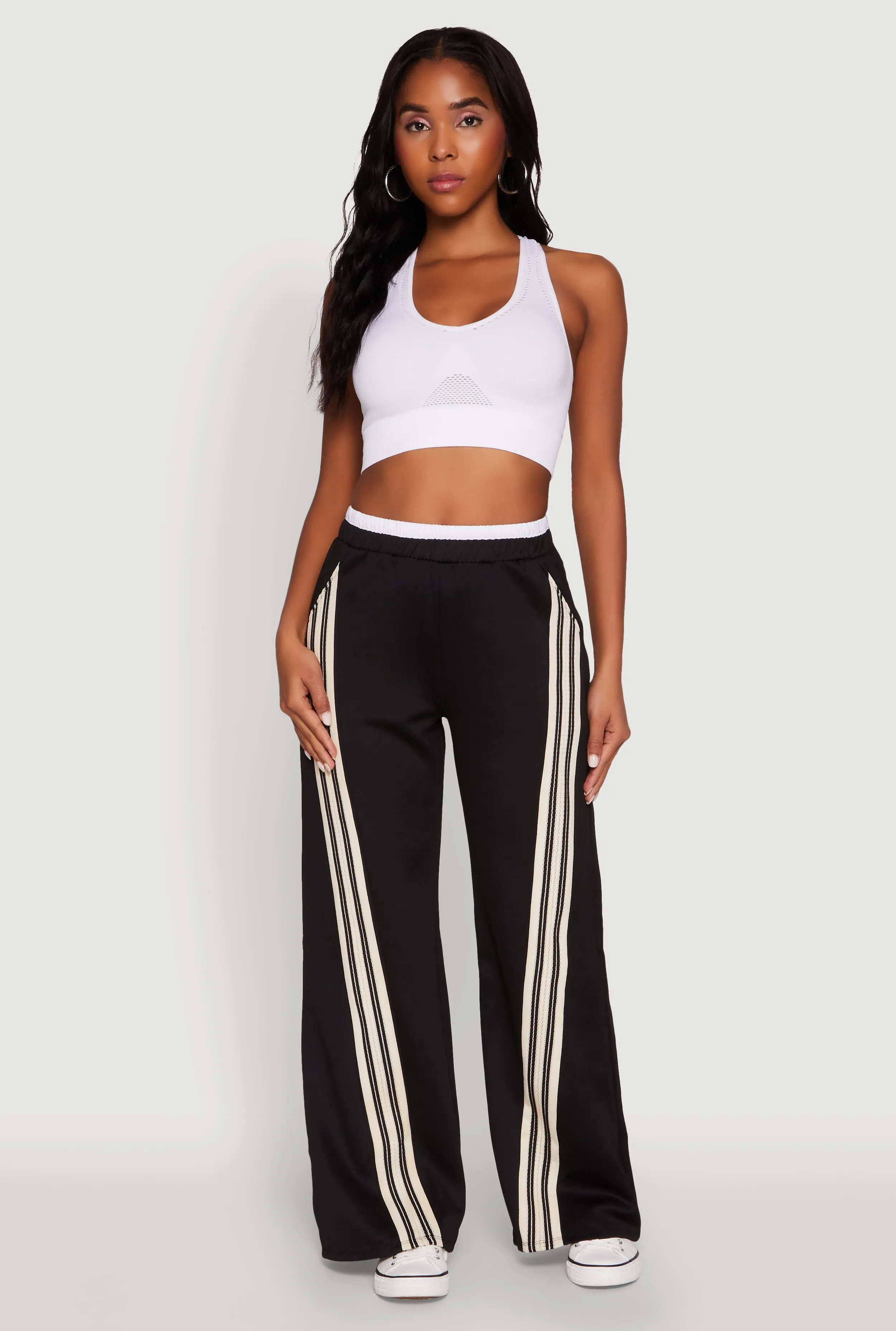 Stylish High Waisted Contrast Trim Scuba Active Pants sold by Rainbow