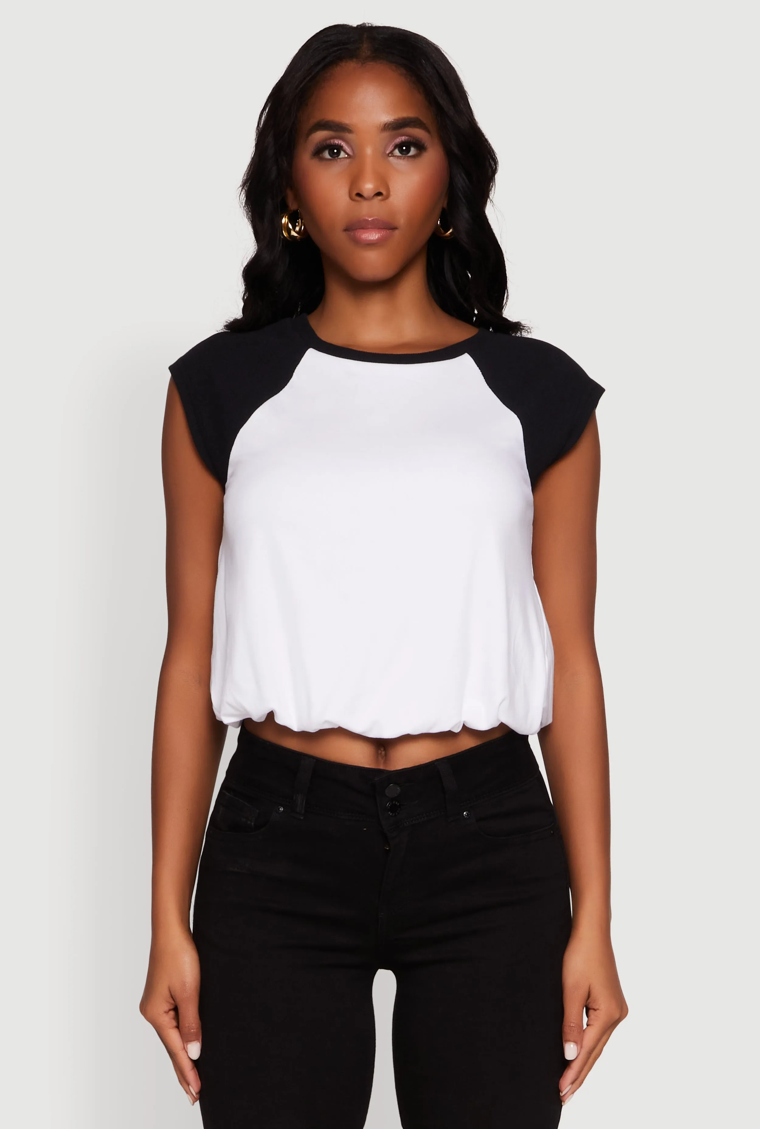 Madden Girl Raglan Sleeve Bubble Hem Crop Top sold by Rainbow product image thumbnail 2