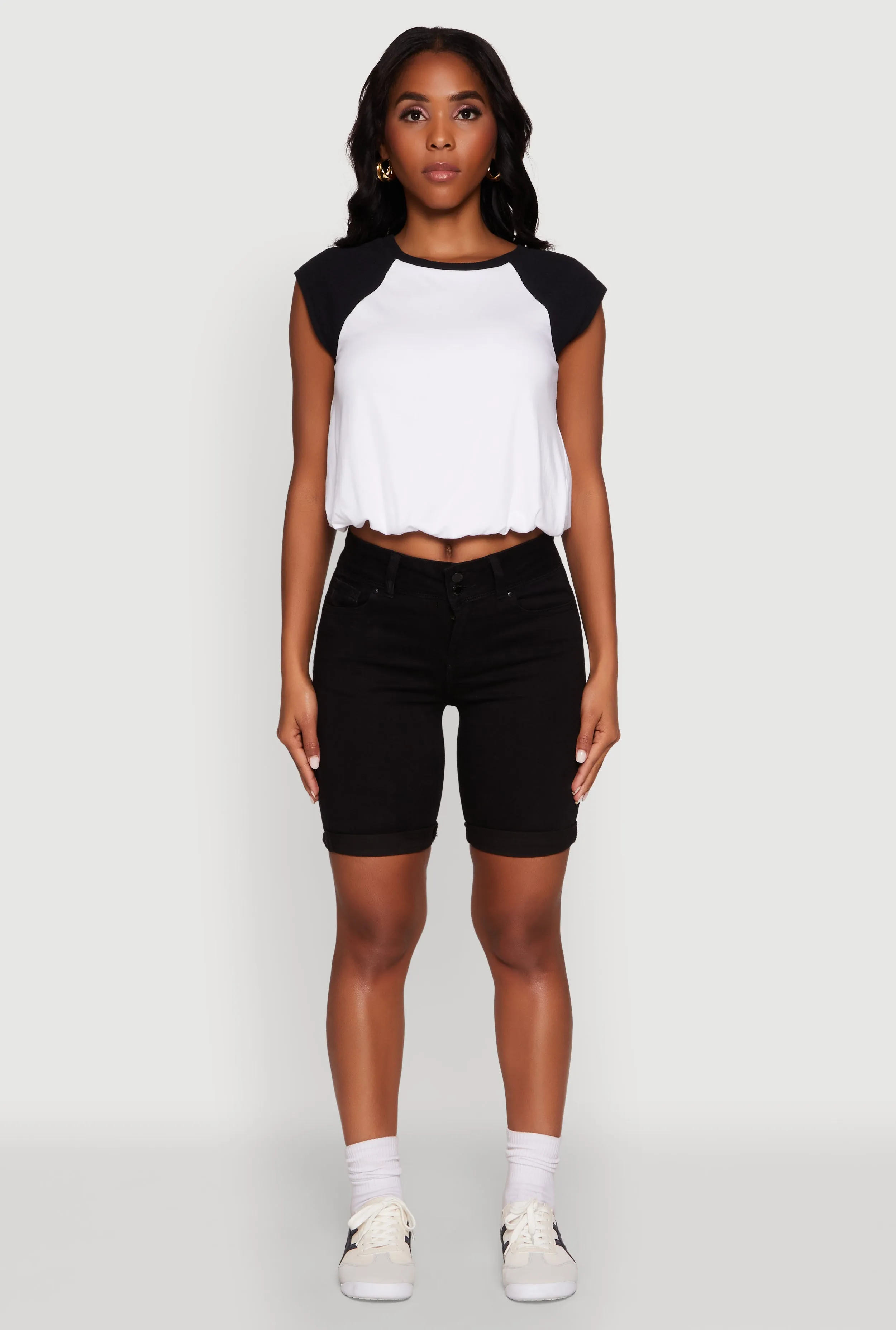 Madden Girl Raglan Sleeve Bubble Hem Crop Top sold by Rainbow product image thumbnail 3