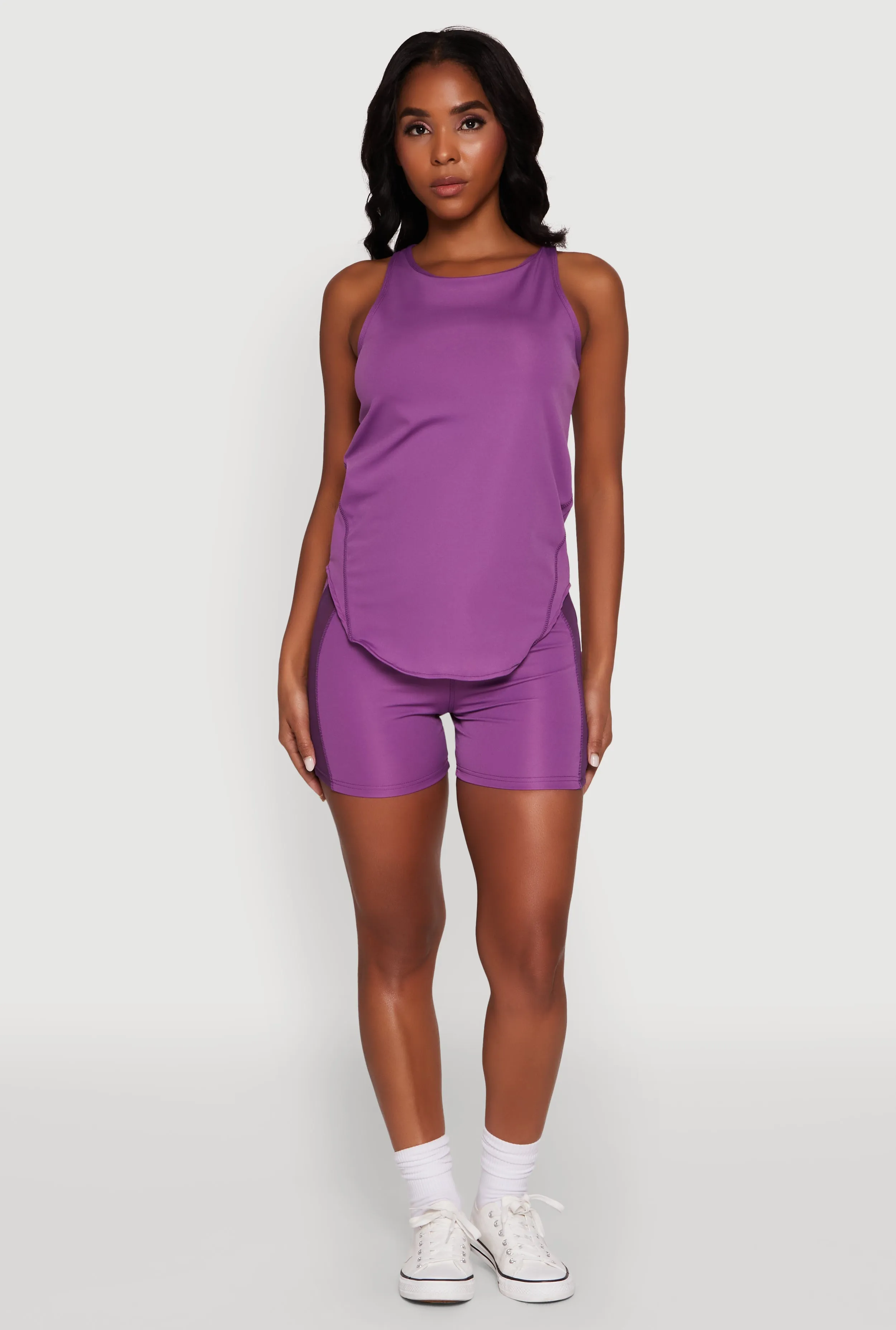 Stylish Mesh Detail High Waisted Bike Shorts sold by Rainbow