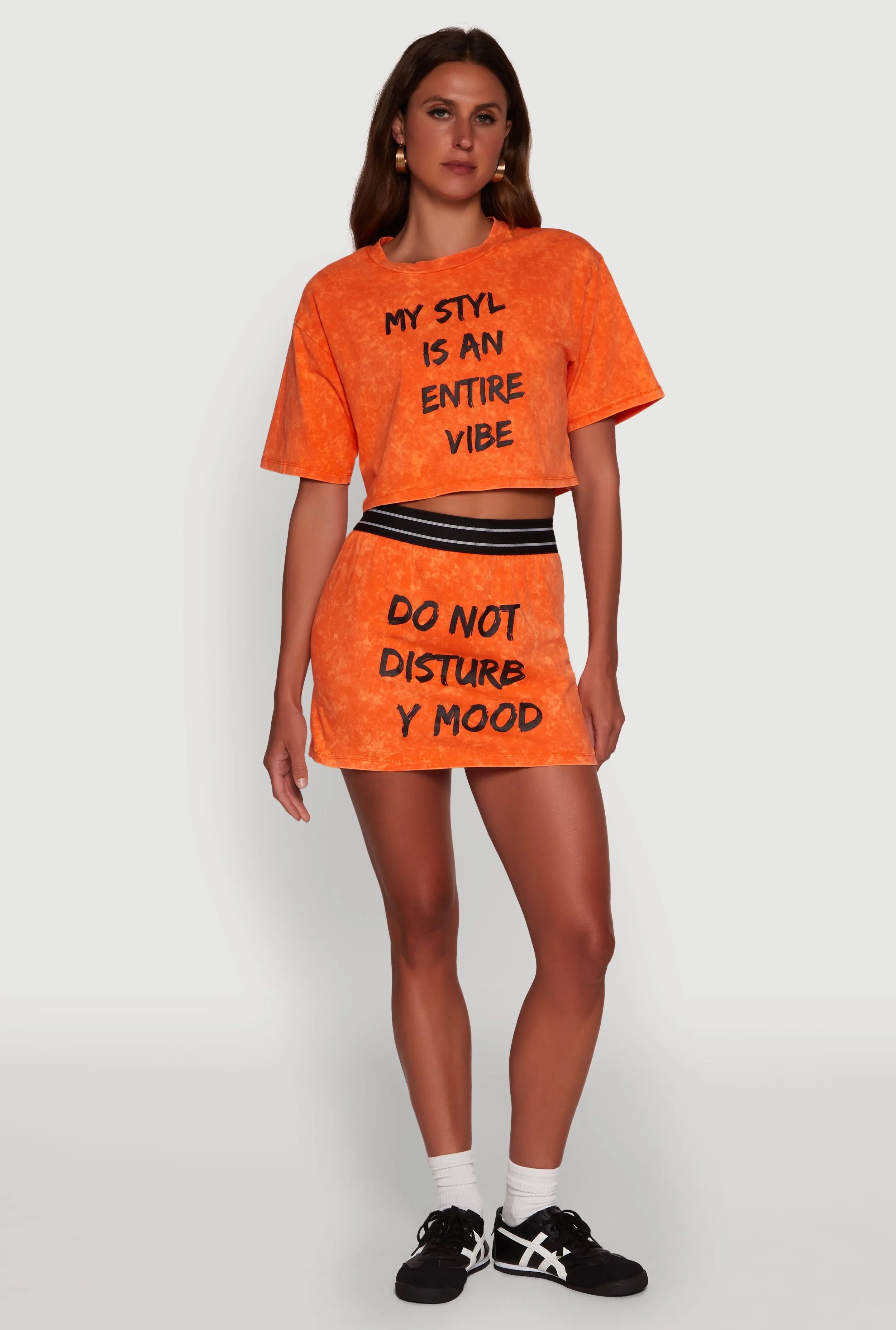 Trendy Mineral Wash Entire Vibe Graphic Oversized Tee sold by Rainbow product image thumbnail 2