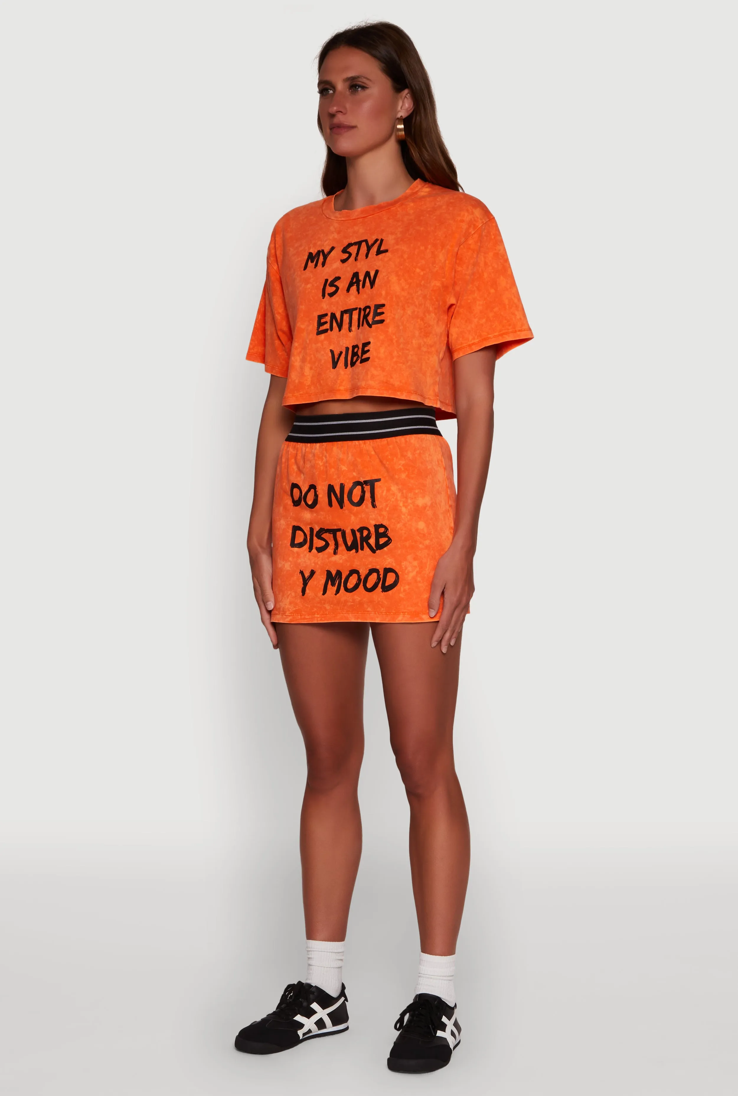 Trendy Mineral Wash Entire Vibe Graphic Oversized Tee sold by Rainbow product image thumbnail 5