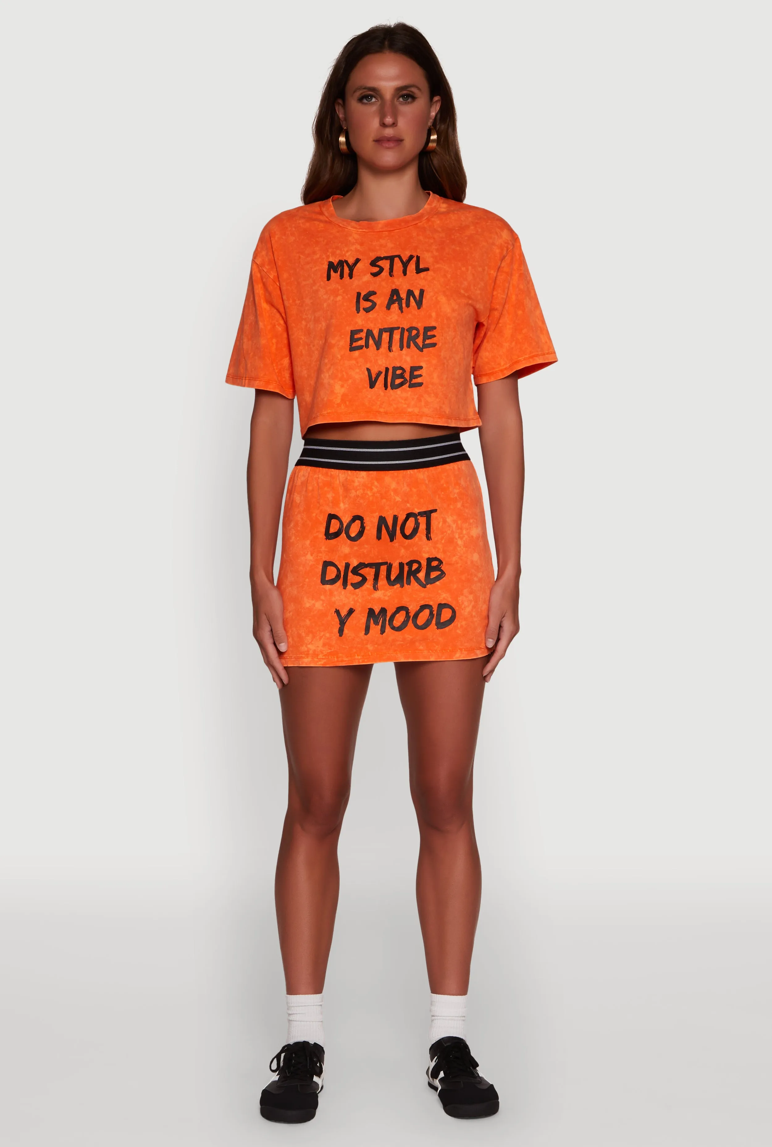 Trendy Mineral Wash Entire Vibe Graphic Oversized Tee sold by Rainbow product image thumbnail 3
