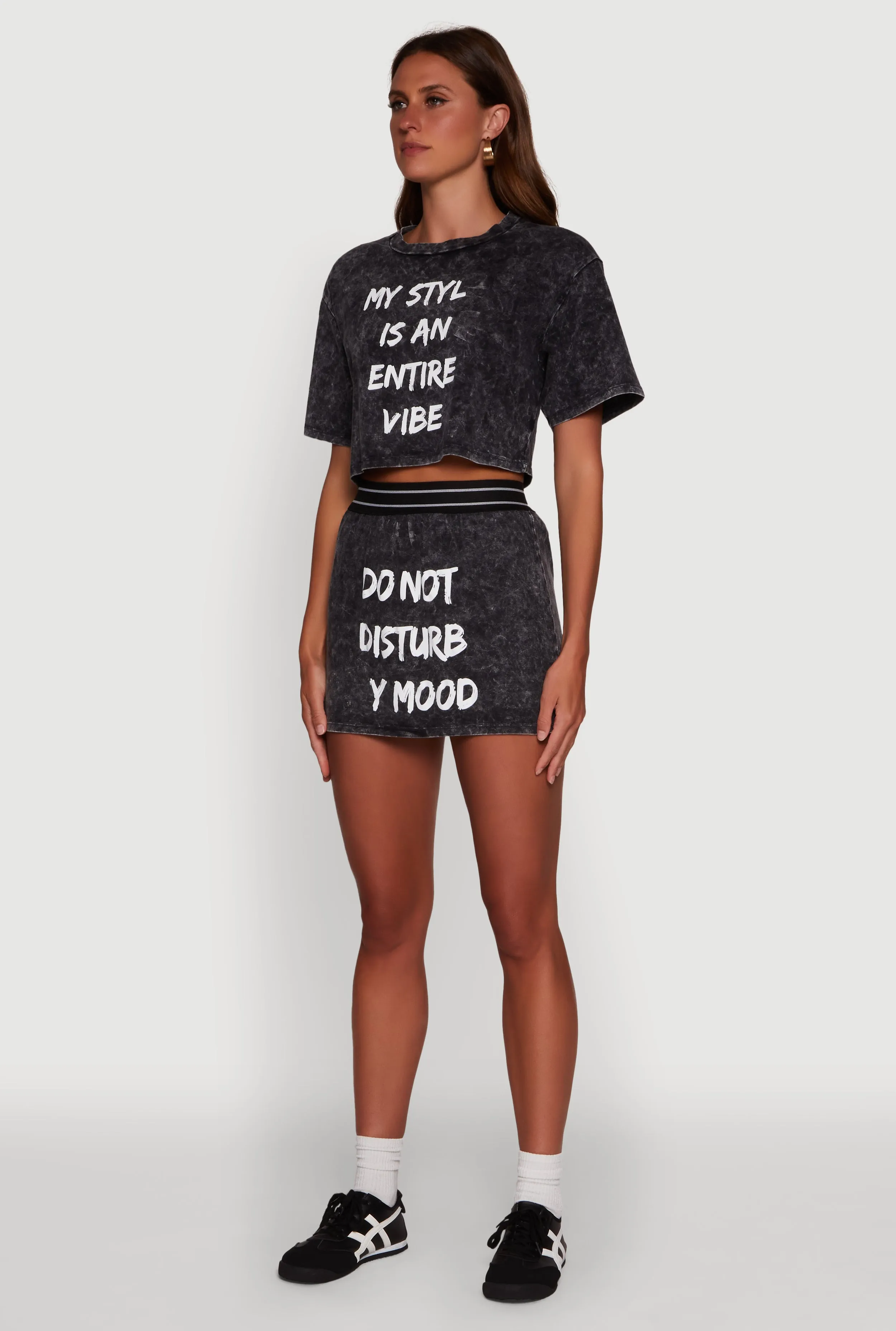 Trendy Mineral Wash Entire Vibe Graphic Oversized Tee sold by Rainbow product image thumbnail 5