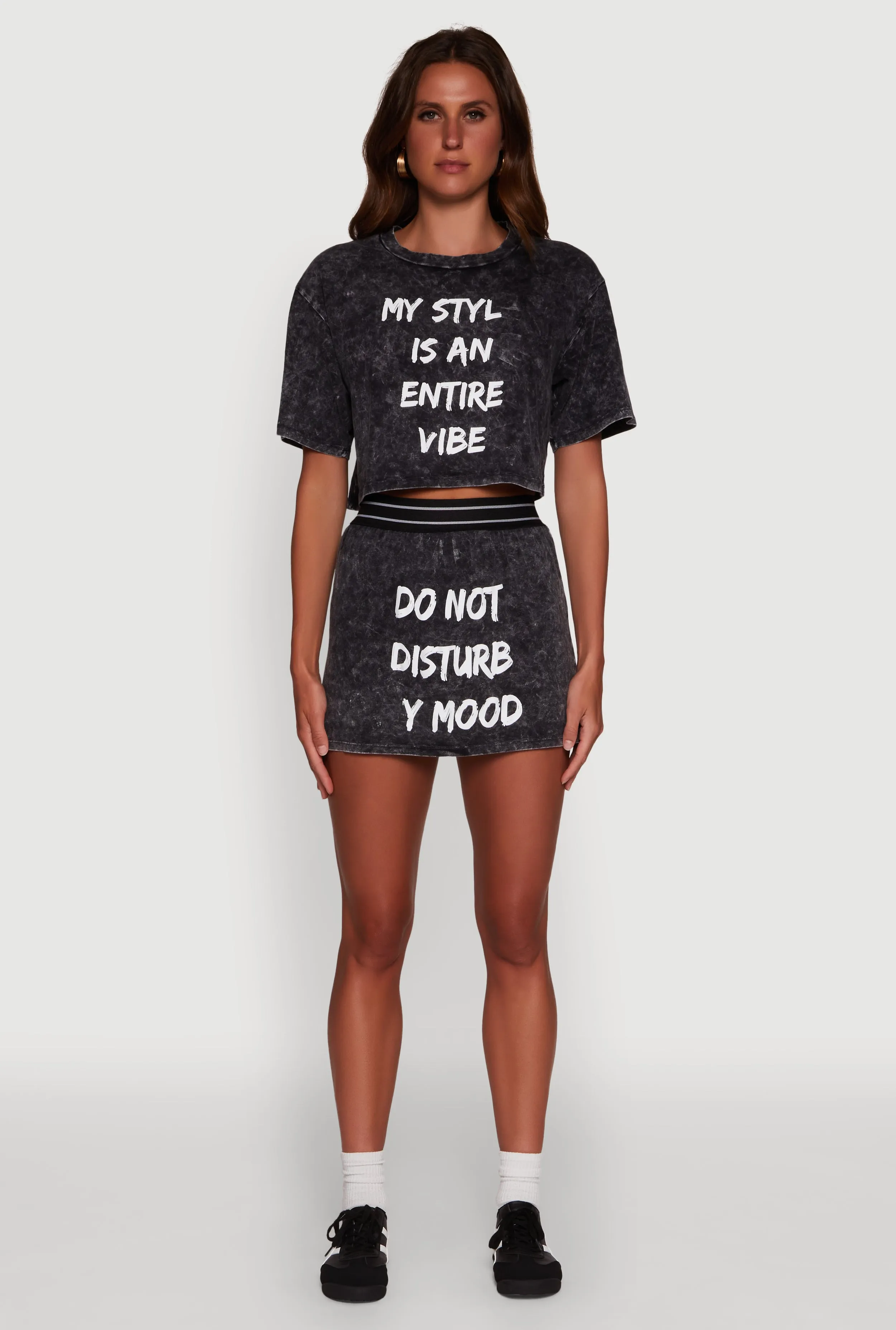 Trendy Mineral Wash Entire Vibe Graphic Oversized Tee sold by Rainbow product image thumbnail 3