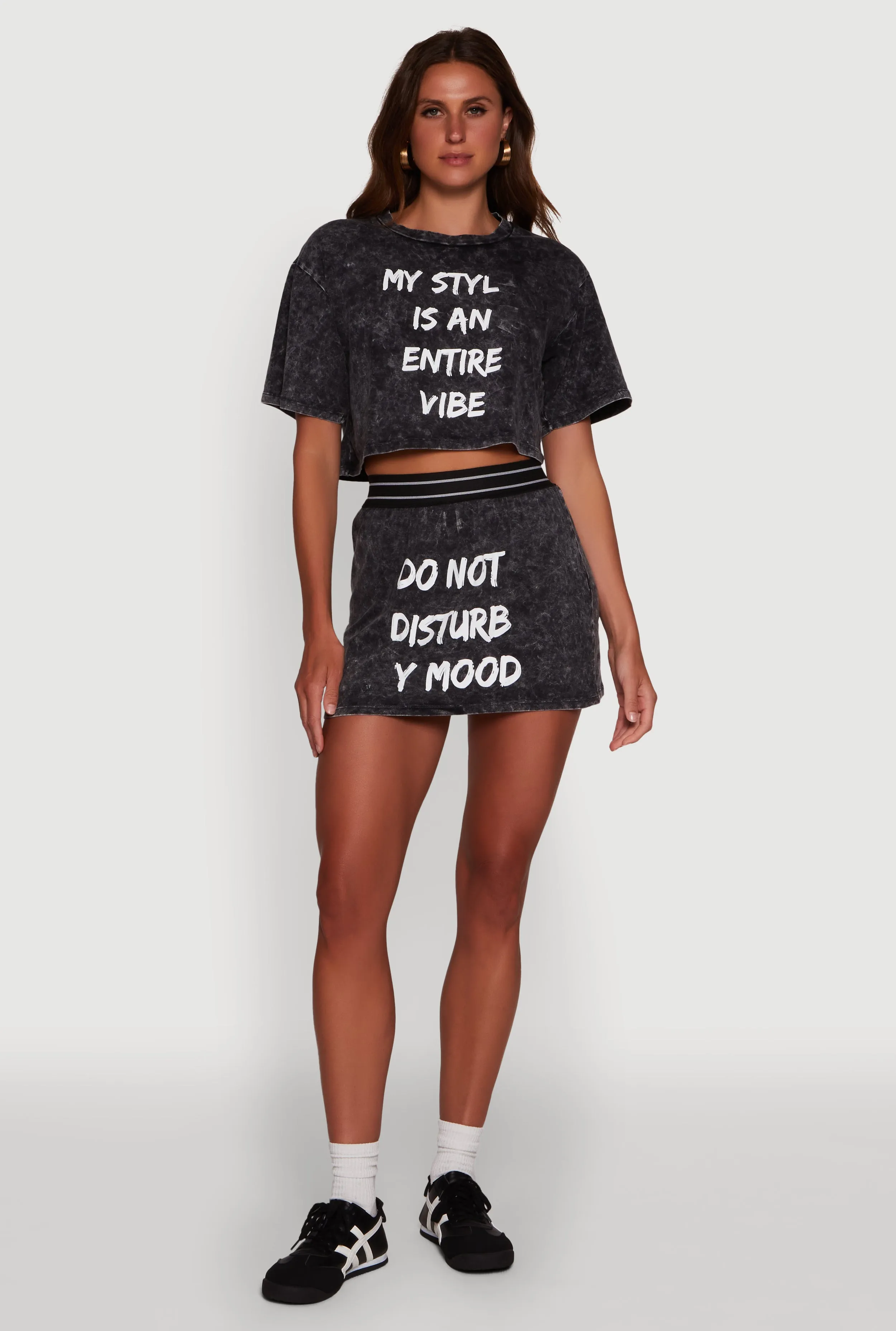 Trendy Mineral Wash Entire Vibe Graphic Oversized Tee sold by Rainbow product image thumbnail 2