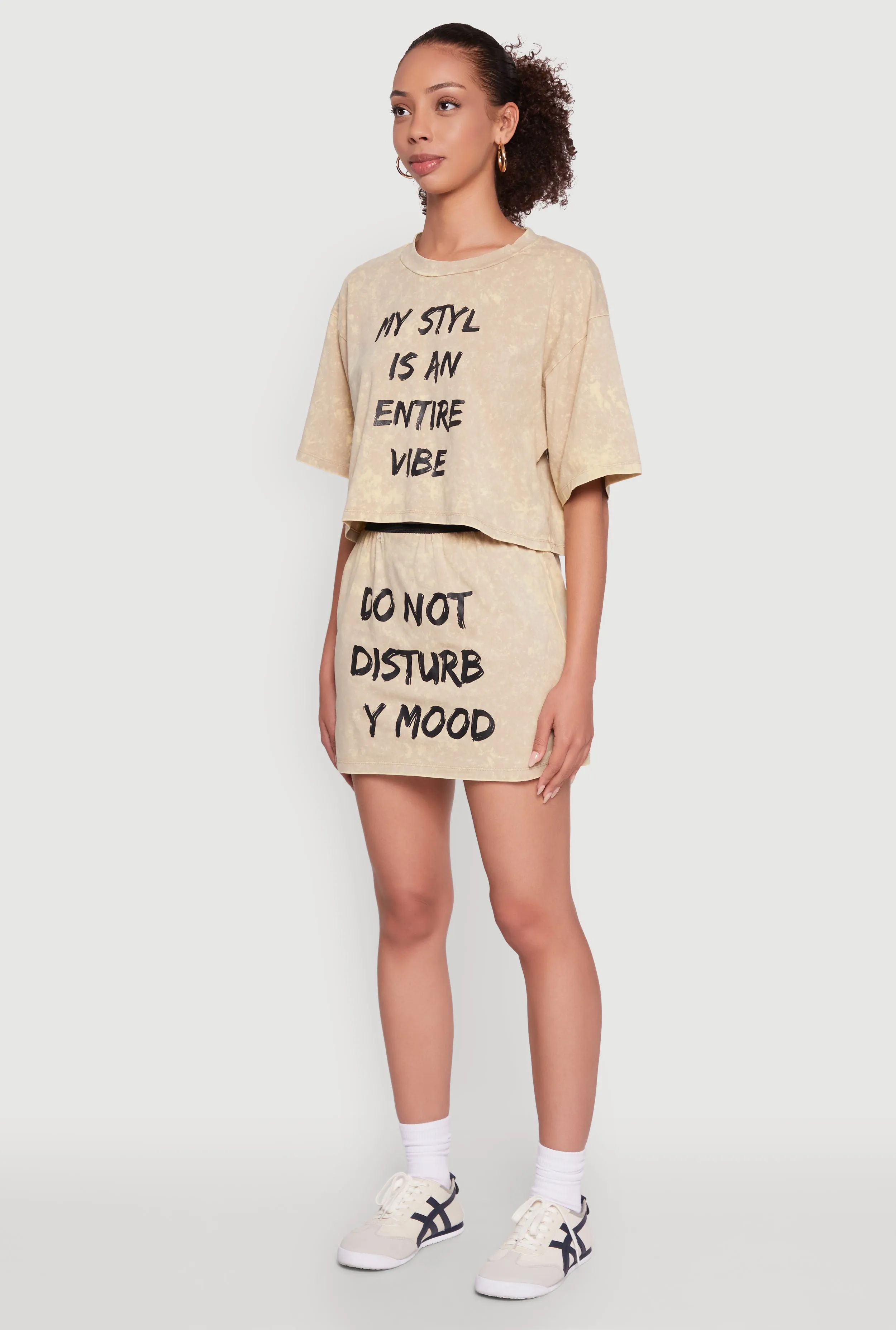 Trendy Mineral Wash Entire Vibe Graphic Oversized Tee sold by Rainbow product image thumbnail 5