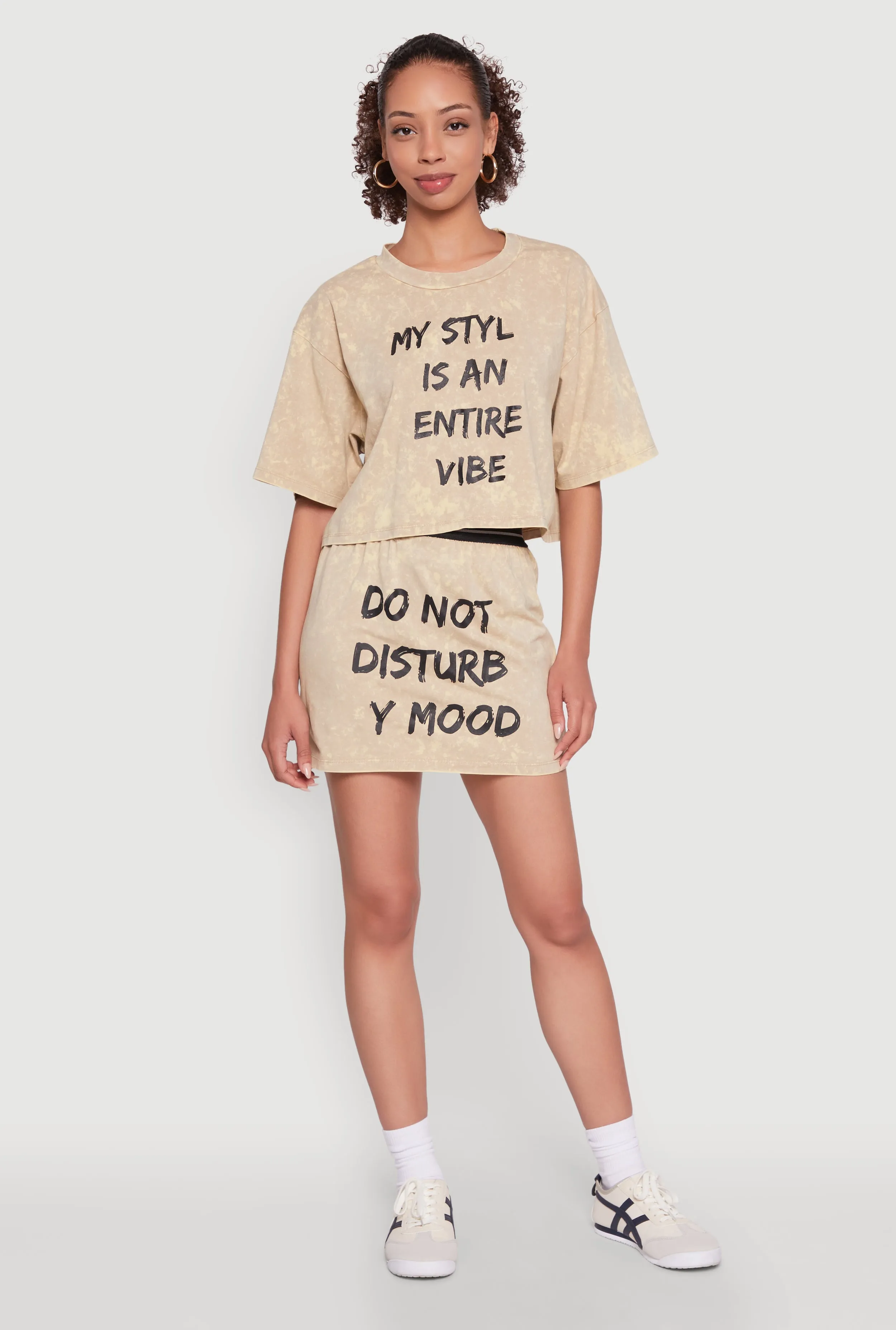 Trendy Mineral Wash Entire Vibe Graphic Oversized Tee sold by Rainbow product image thumbnail 2