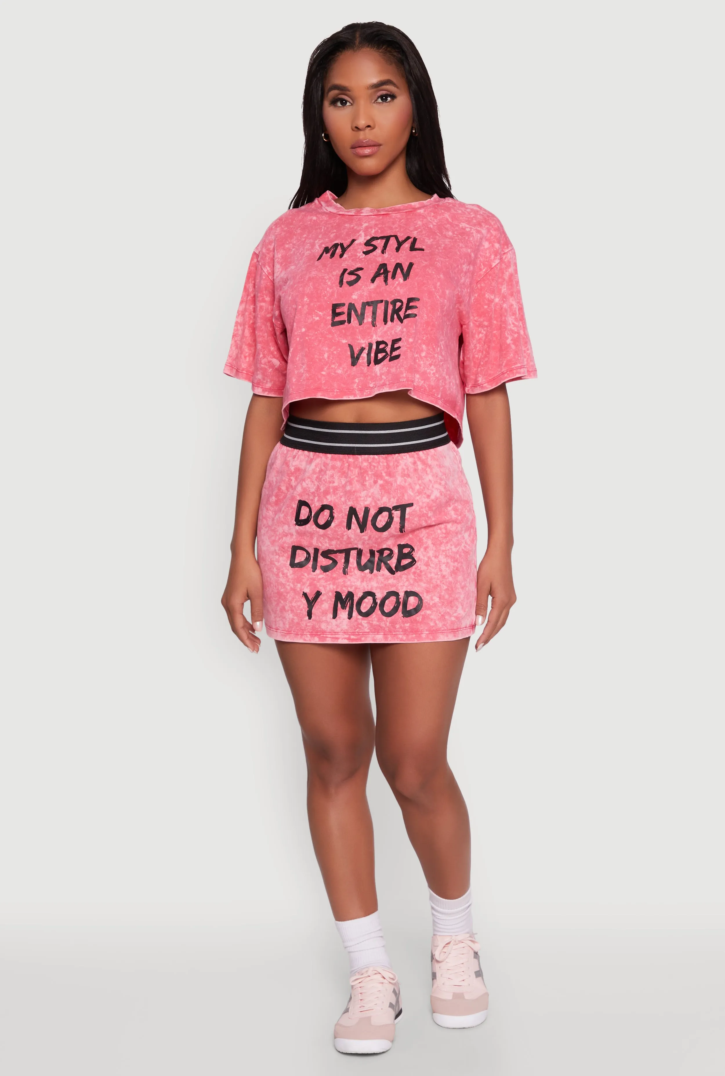 Trendy Mineral Wash Entire Vibe Graphic Oversized Tee sold by Rainbow product image thumbnail 2